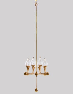 Lampadario a candelabro a olio placcato oro di Freddie Andersen, metà del secolo scorso