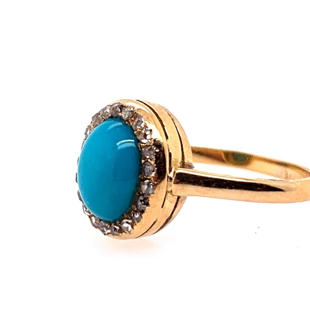 vintage turquoise and diamond ring