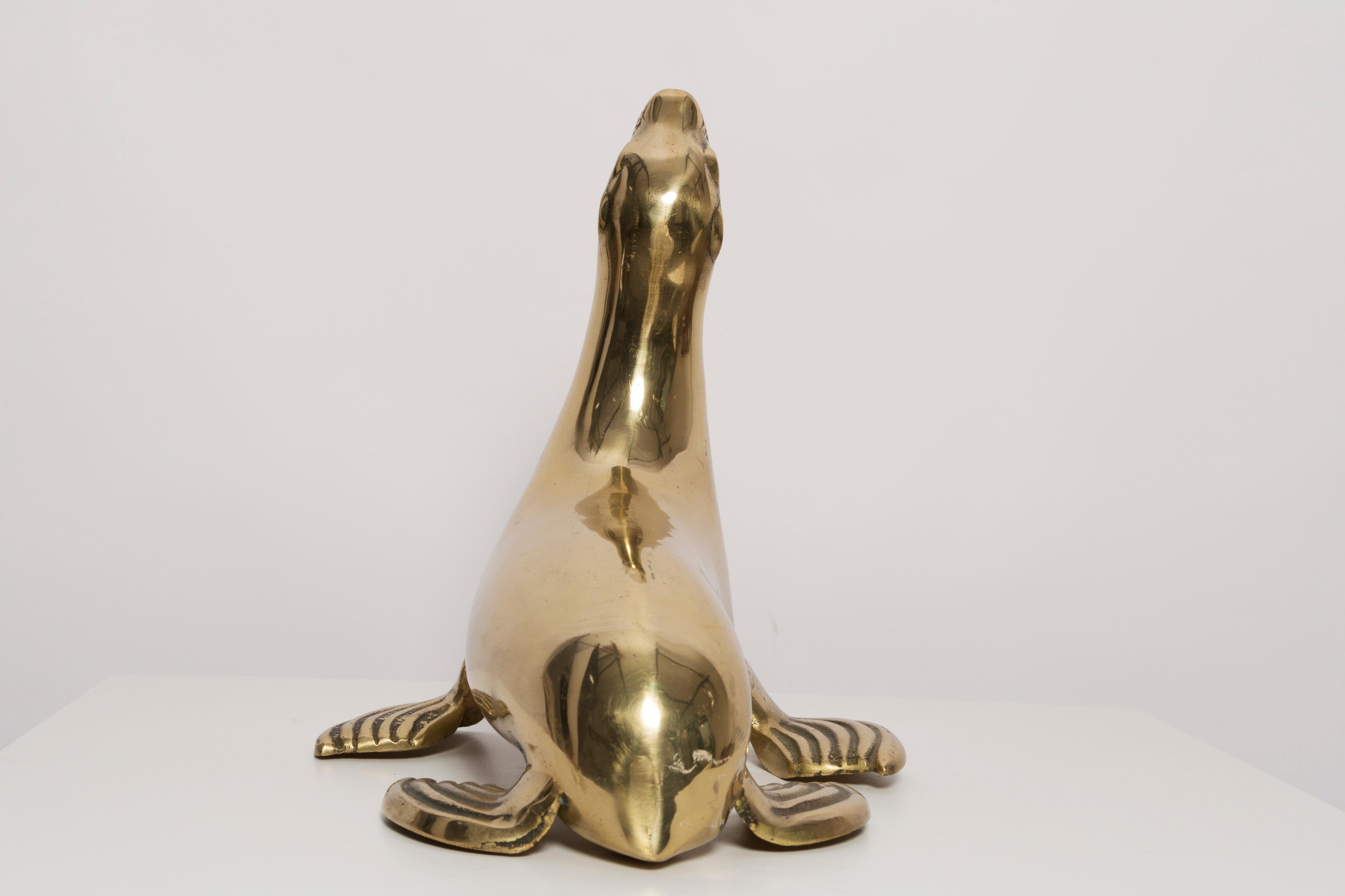 Metal Mid Century Gold Seal Sculpture, Europe, 1960s