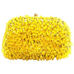 Retro Mid-Century Gold Sequin & Hanging Bead Evening Bag By Walborg-Hong Kong