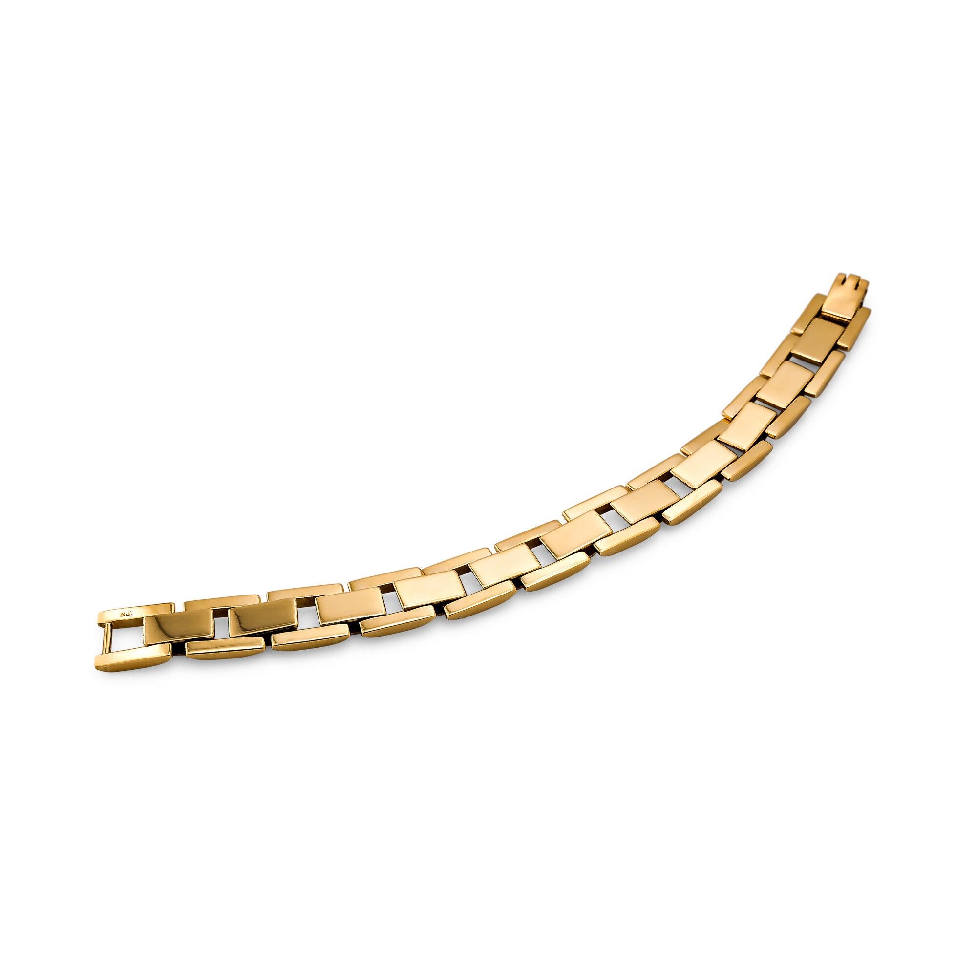 Contemporary Midcentury Gold Small Link Track Bracelet