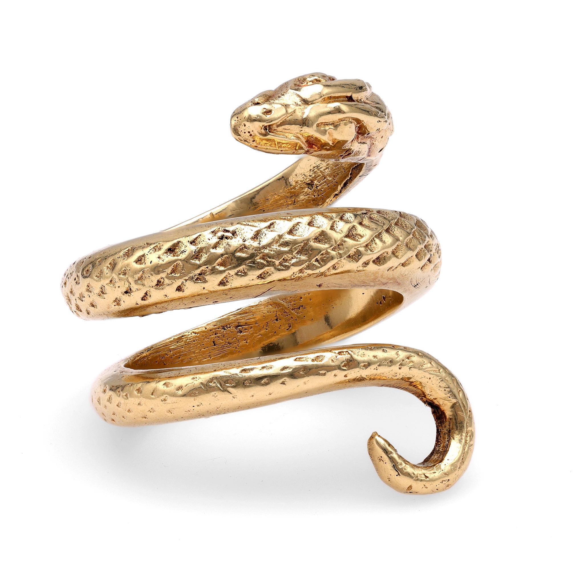 Mid-Century Gold Snake Ring In Excellent Condition For Sale In Beverly Hills, CA