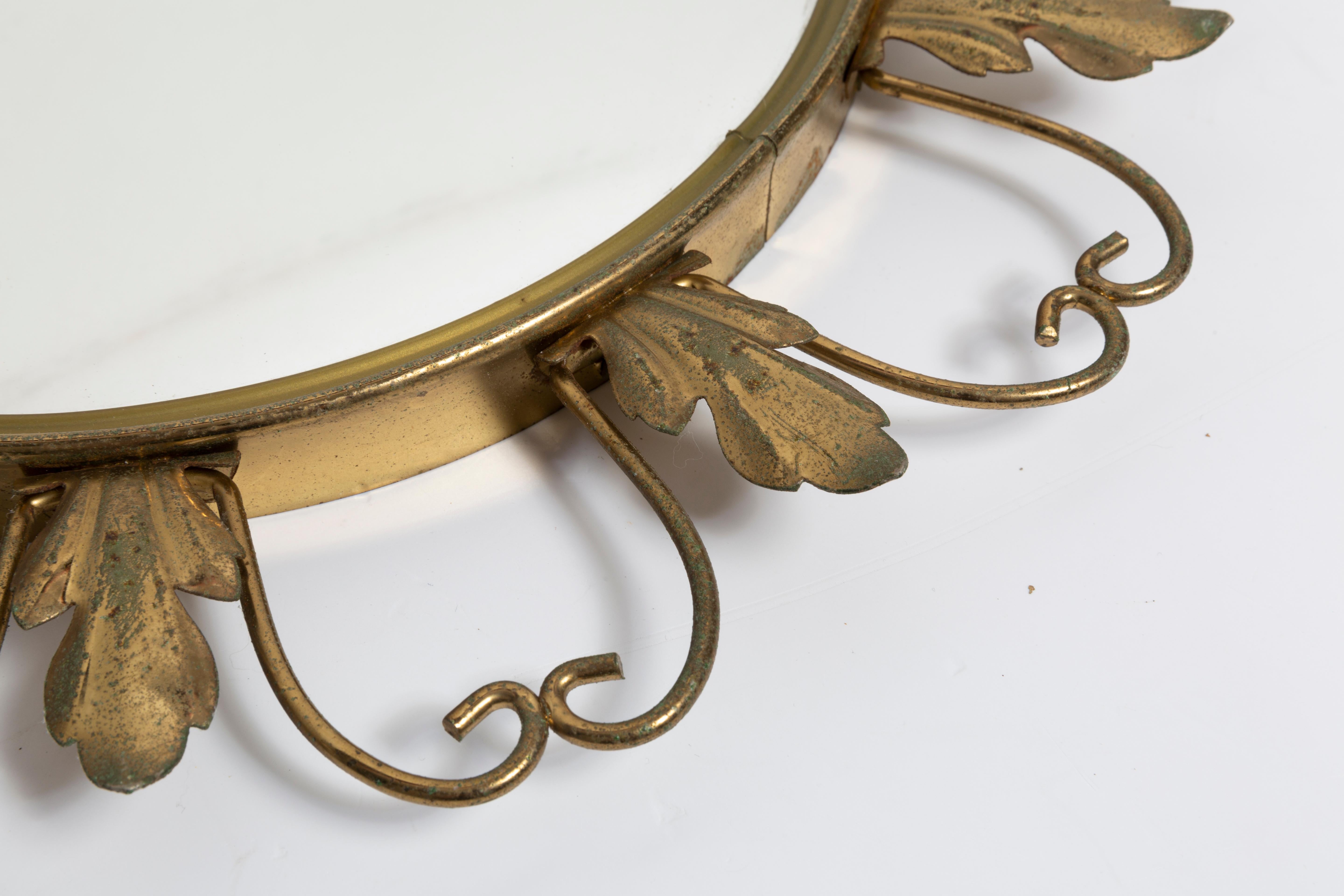 Mid-Century Modern Mid Century Gold Sunburst Mirror, Metal, Belgium, 1960s For Sale