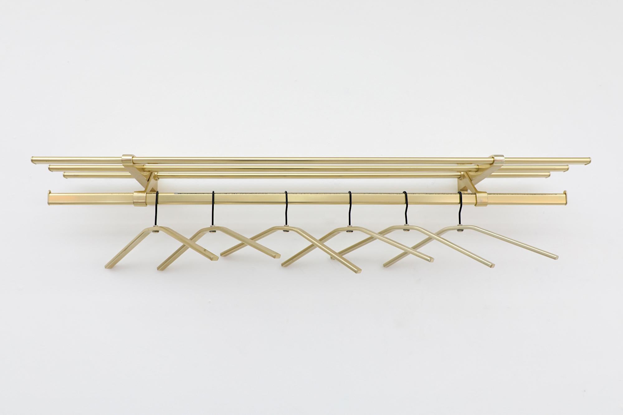 Mid-Century Gold Toned Coat Rack with Hangers For Sale 8