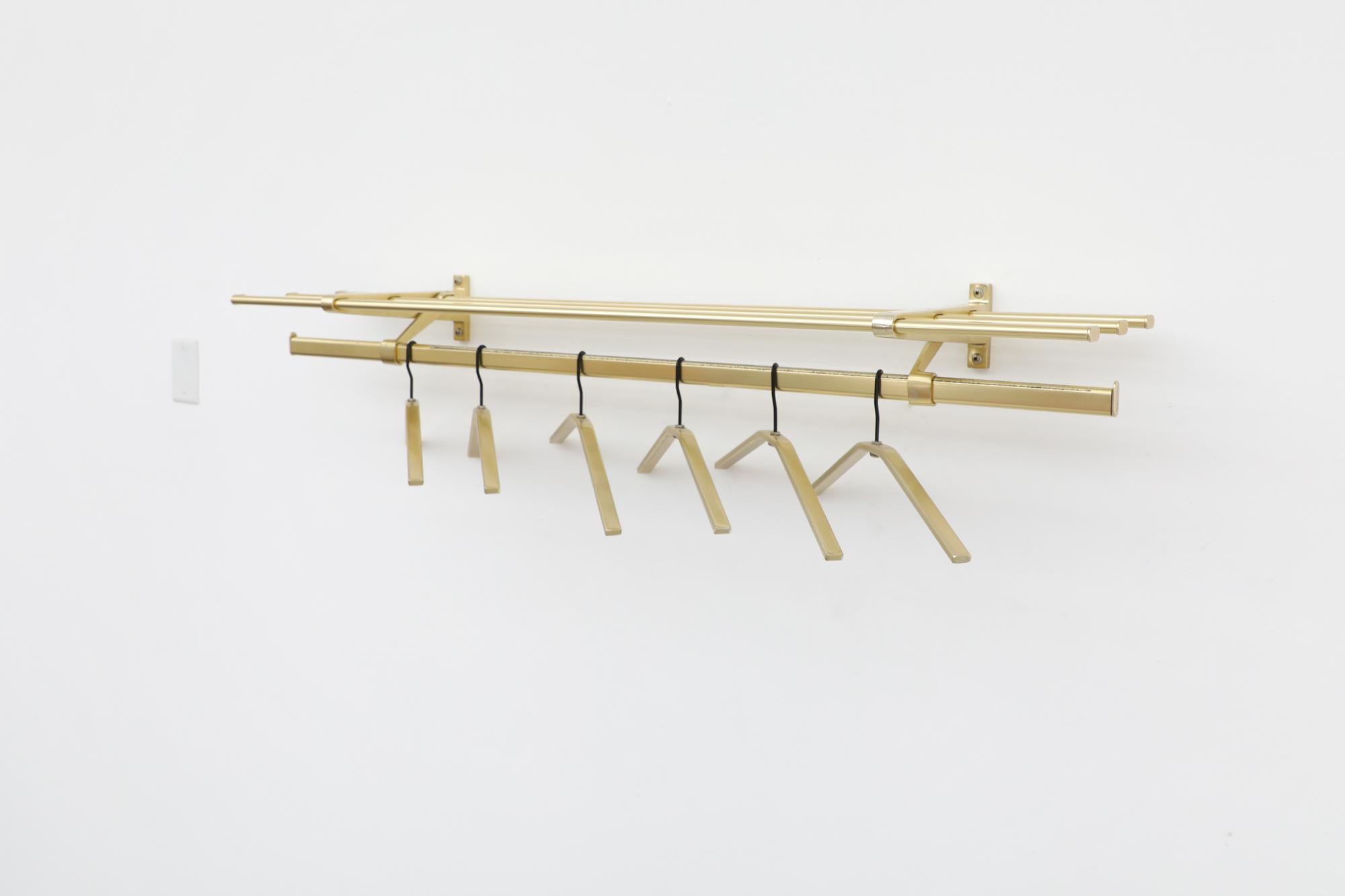 Dutch Mid-Century Gold Toned Coat Rack with Hangers For Sale