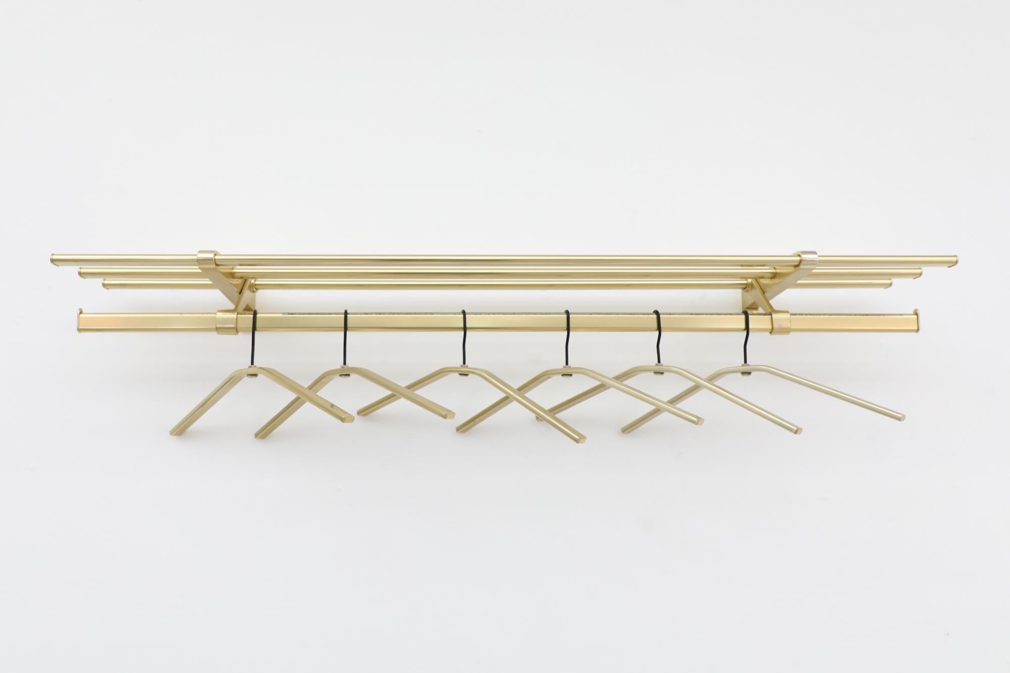 Mid-20th Century Mid-Century Gold Toned Coat Rack with Hangers For Sale