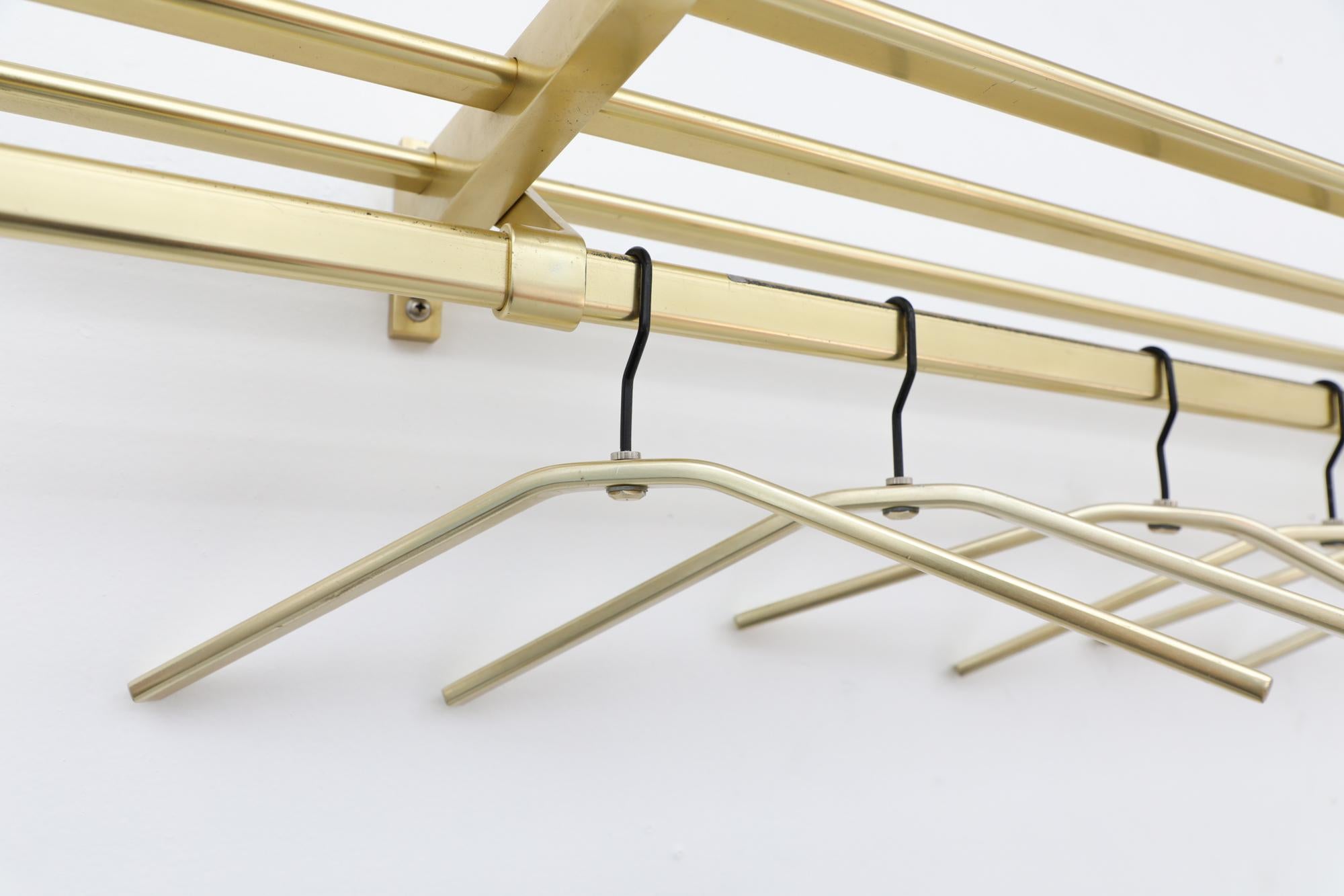 Aluminum Mid-Century Gold Toned Coat Rack with Hangers For Sale