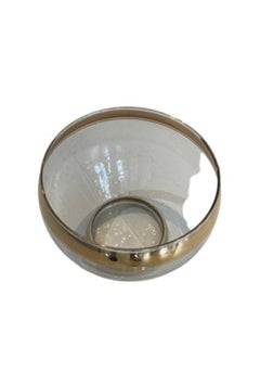 Mid-Century Gold-Trimmed Decorative Glass Bowl