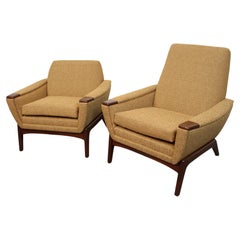 Mid-Century Gold Tweed "His & Hers" Pearsall Style Club Chairs