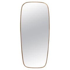 Mid-Century Golden Brass Wall Mirror, Italy, 1950
