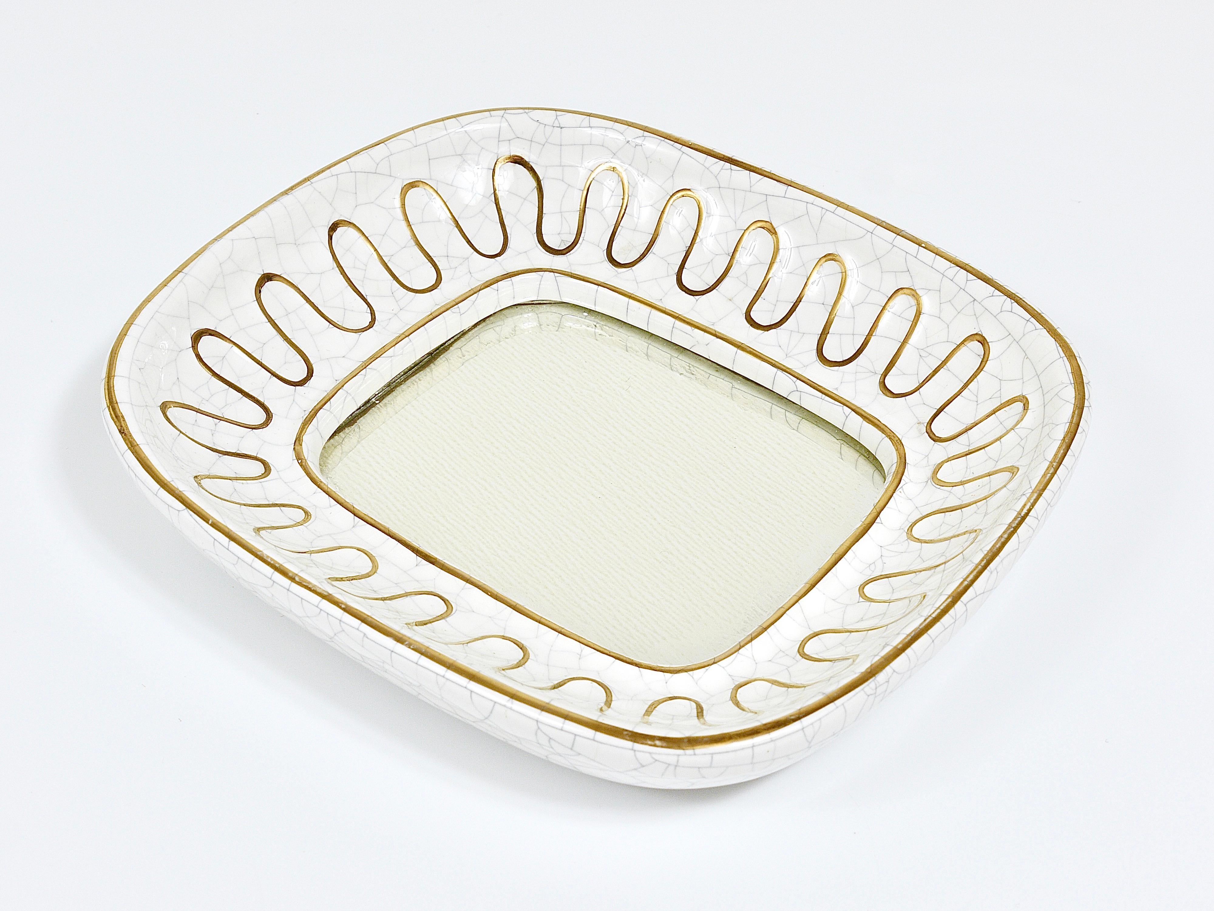 Mid-Century Golden Loop Craquelé Terracotta Wall Mirror, Gmundner Keramik, 1950s 2