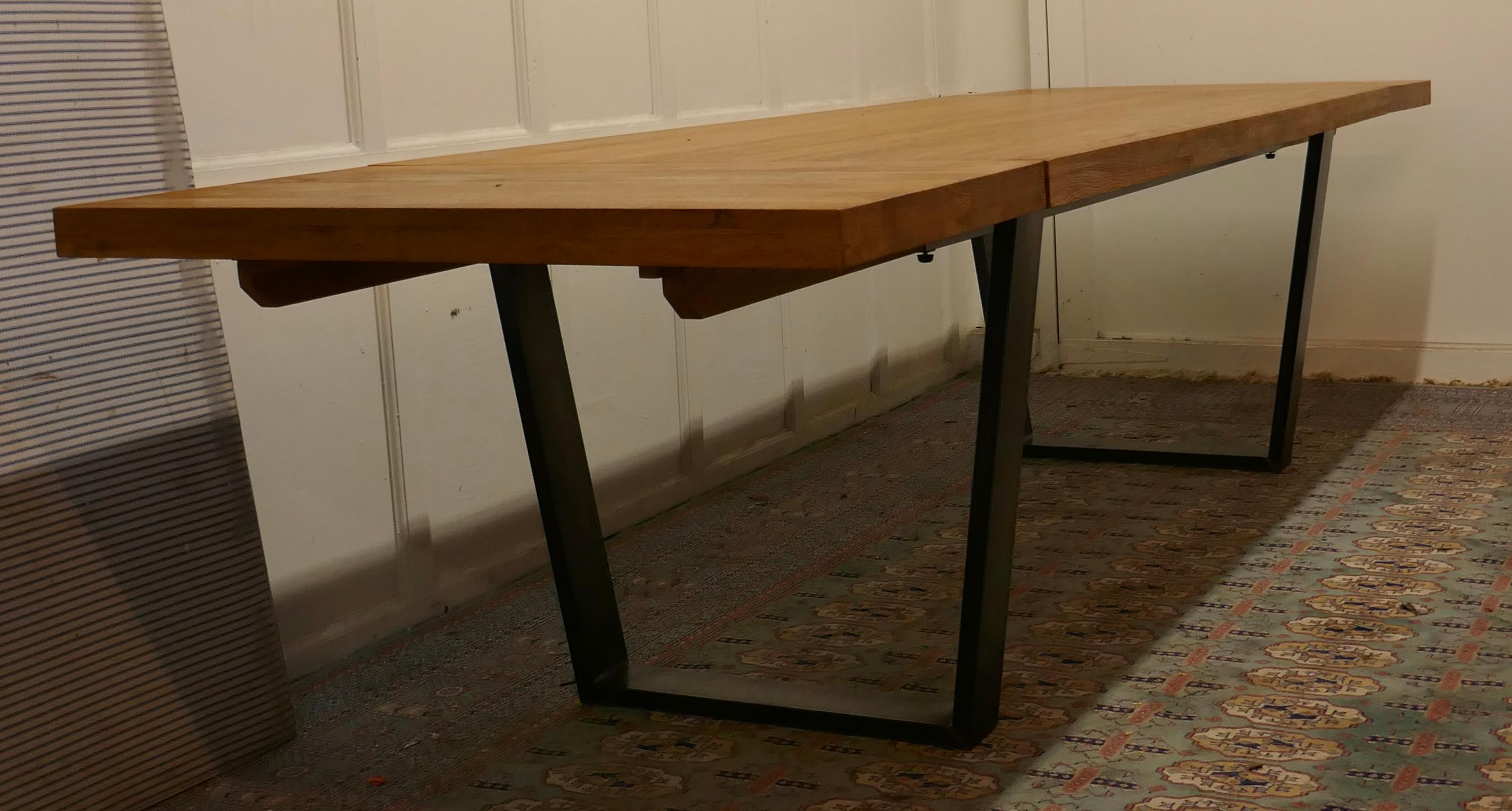 Mid Century Golden Oak Extending Dining Table  Golden Oak 9ft6
