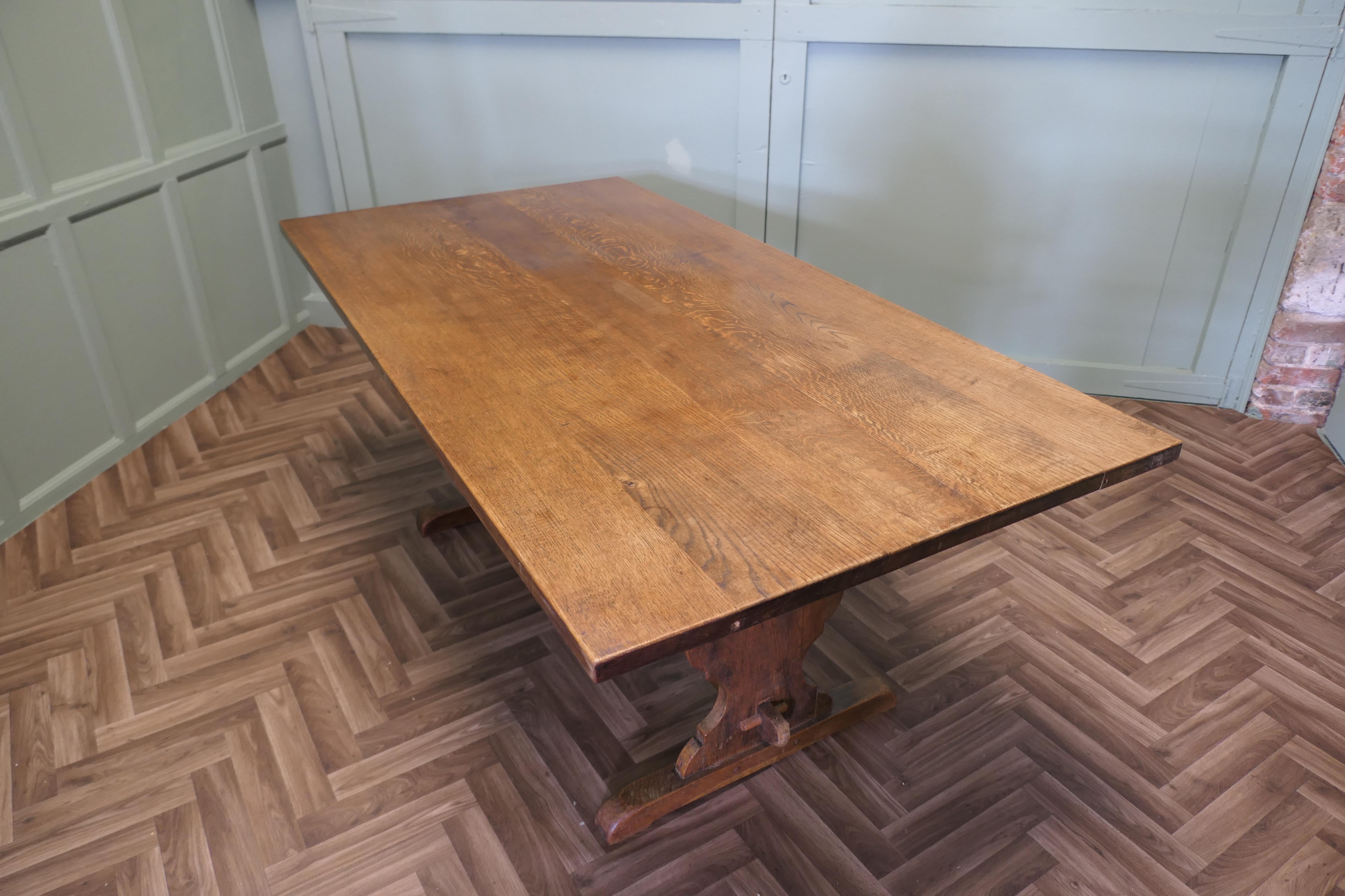 Mid Century Golden Oak Extending Refectory Table For Sale 6