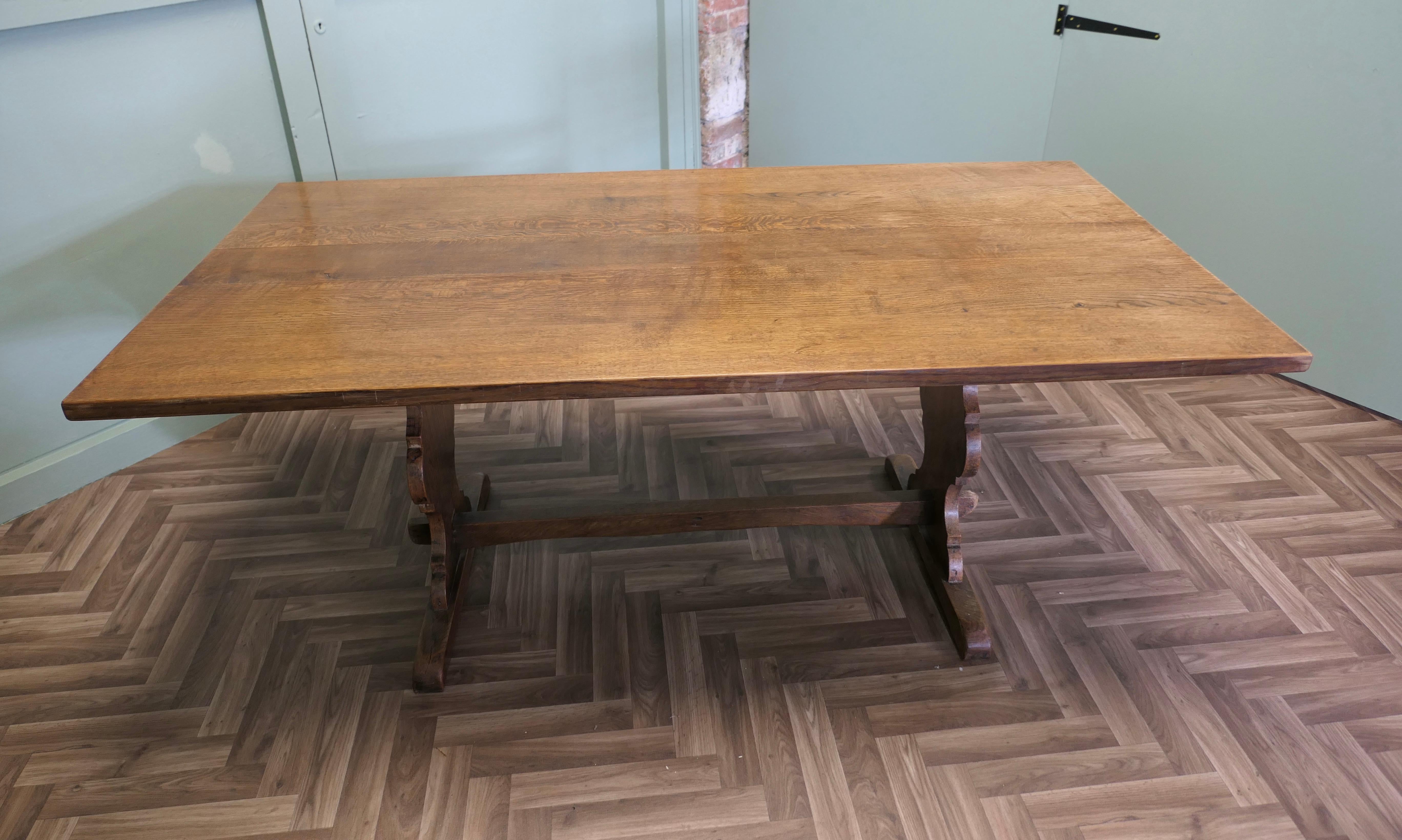 Mid Century Golden Oak Extending Refectory Table For Sale 7