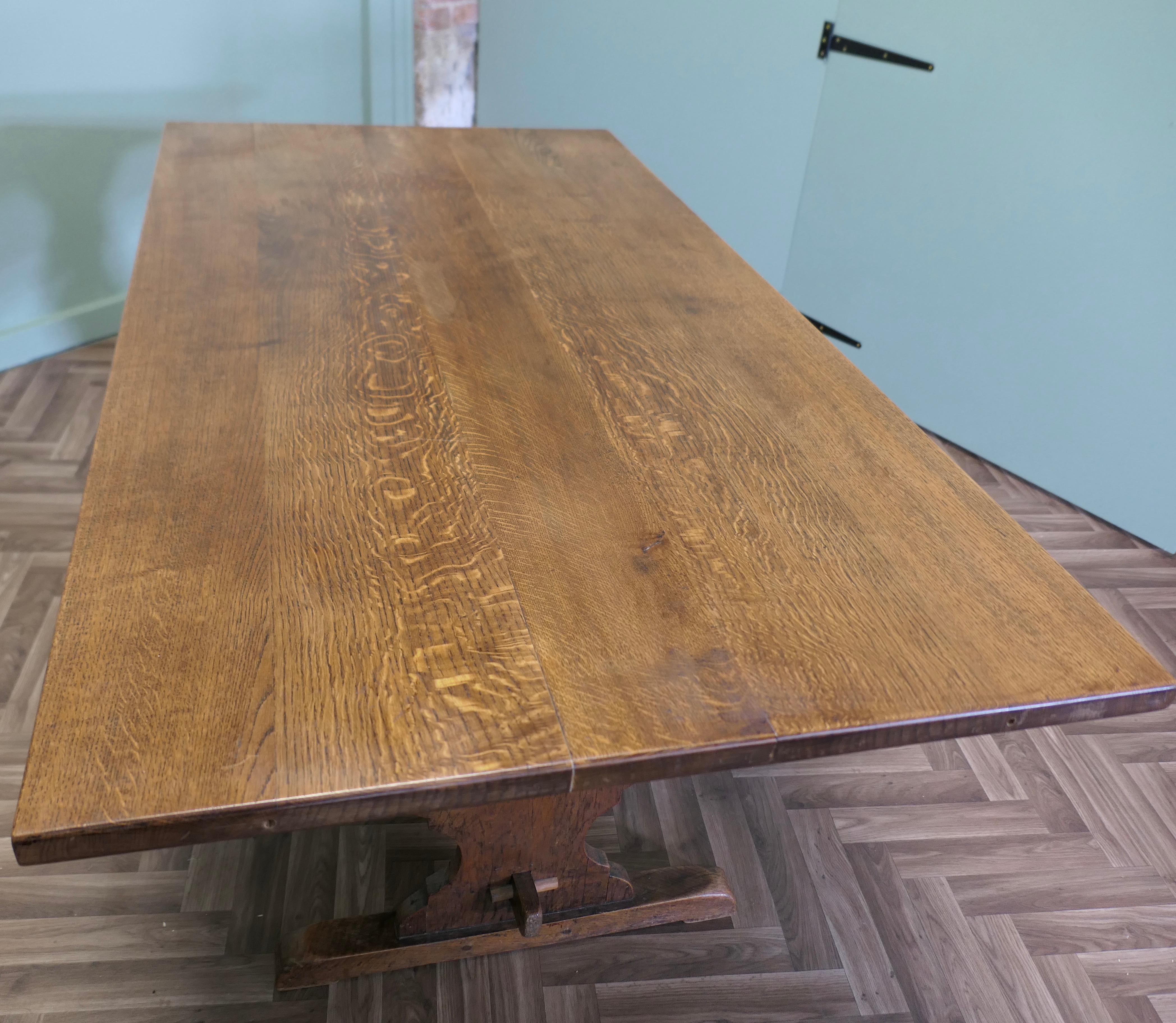 Mid Century Golden Oak Extending Refectory Table For Sale 8