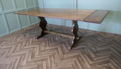 Mid Century Golden Oak Extending Refectory Table