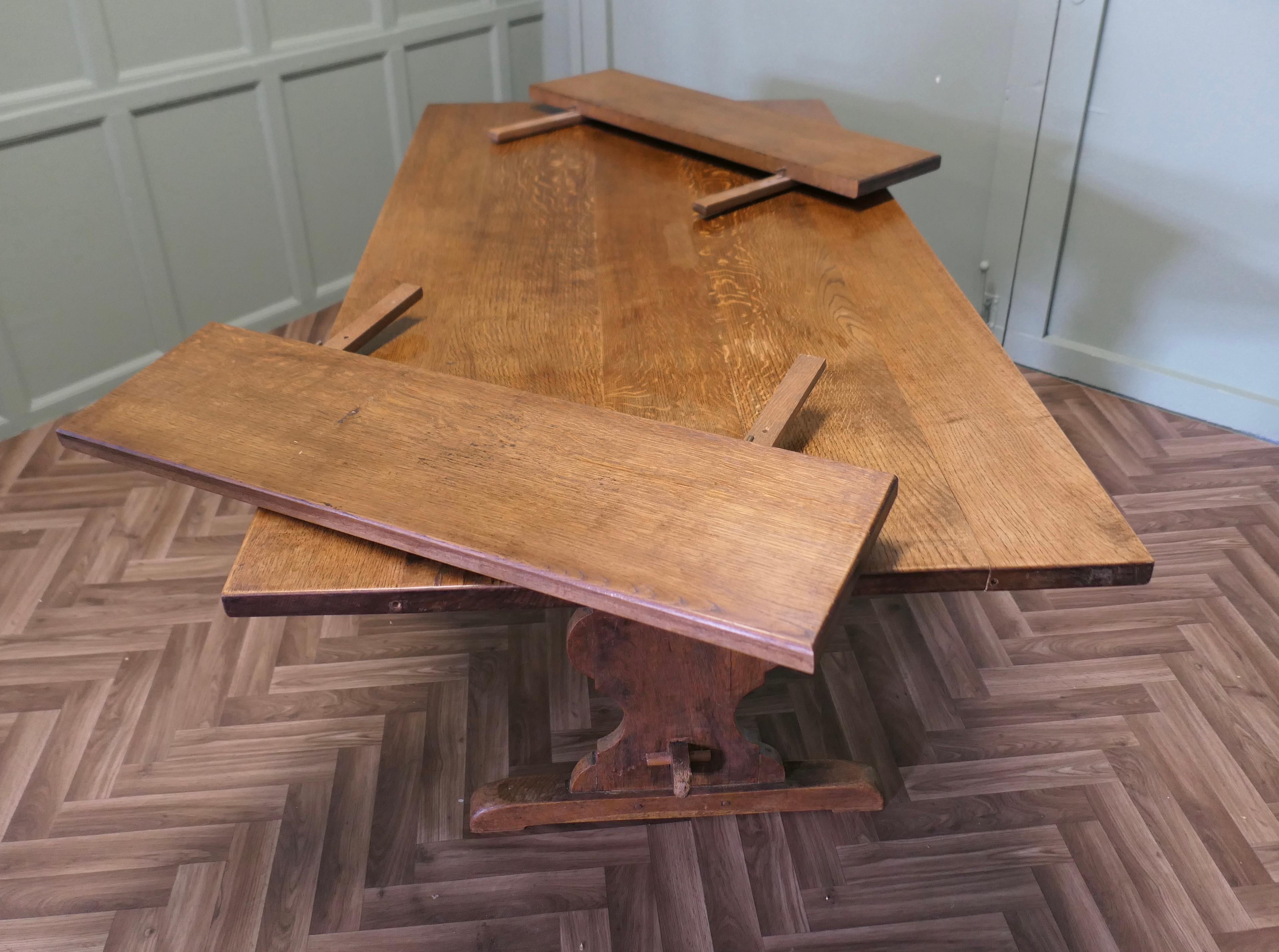 Mid Century Golden Oak Extending Refectory Table For Sale 1