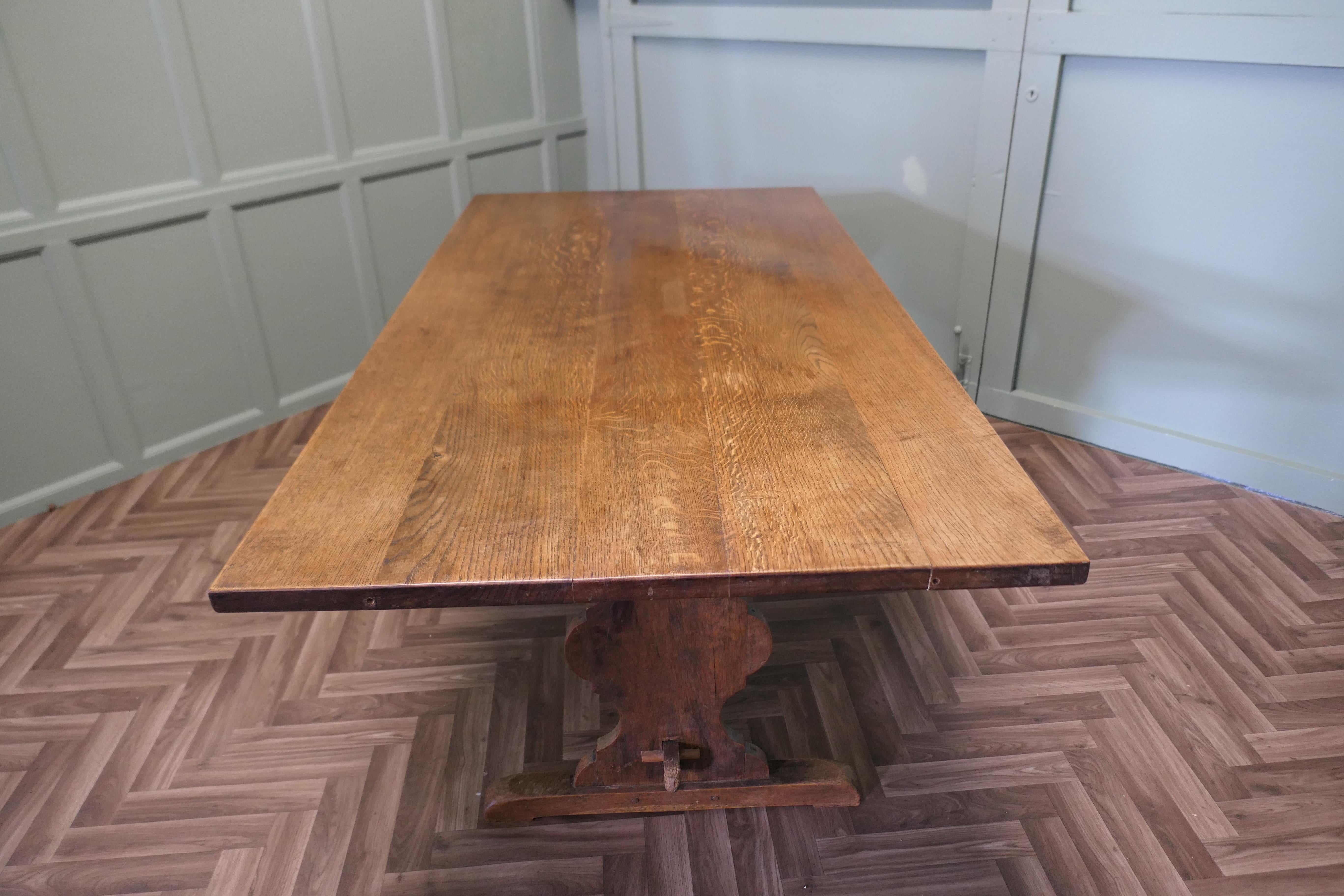 Mid Century Golden Oak Extending Refectory Table For Sale 2
