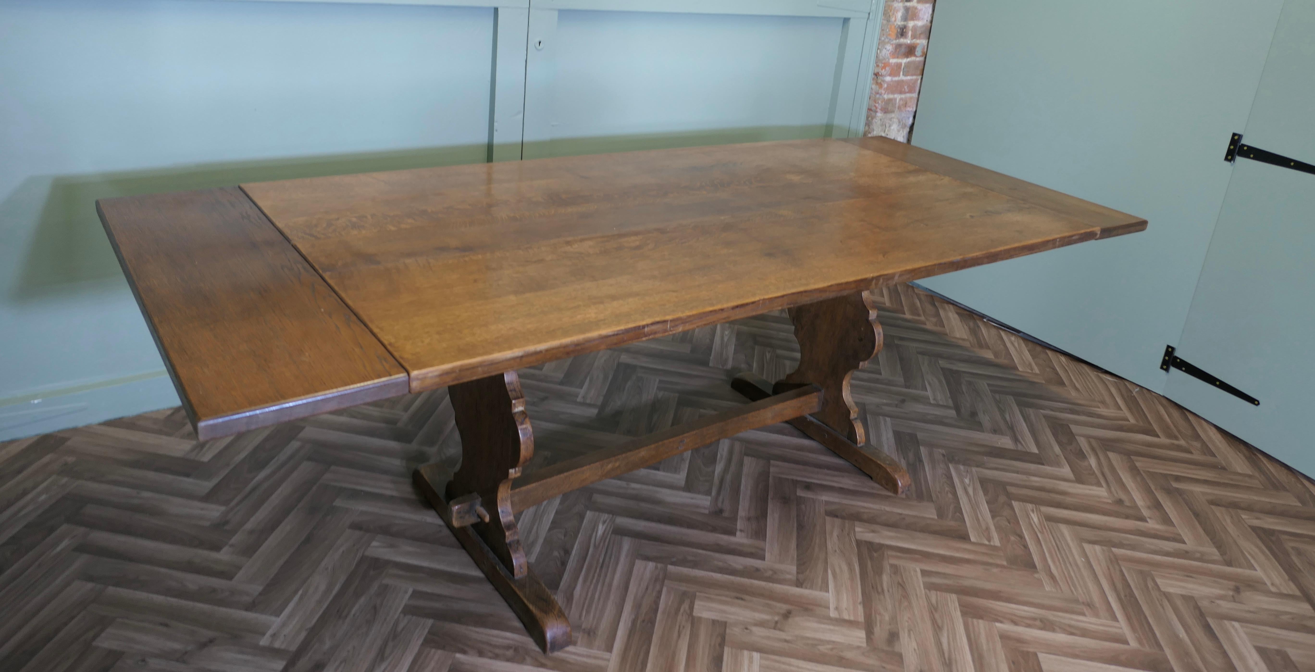 Mid Century Golden Oak Extending Refectory Table For Sale 3