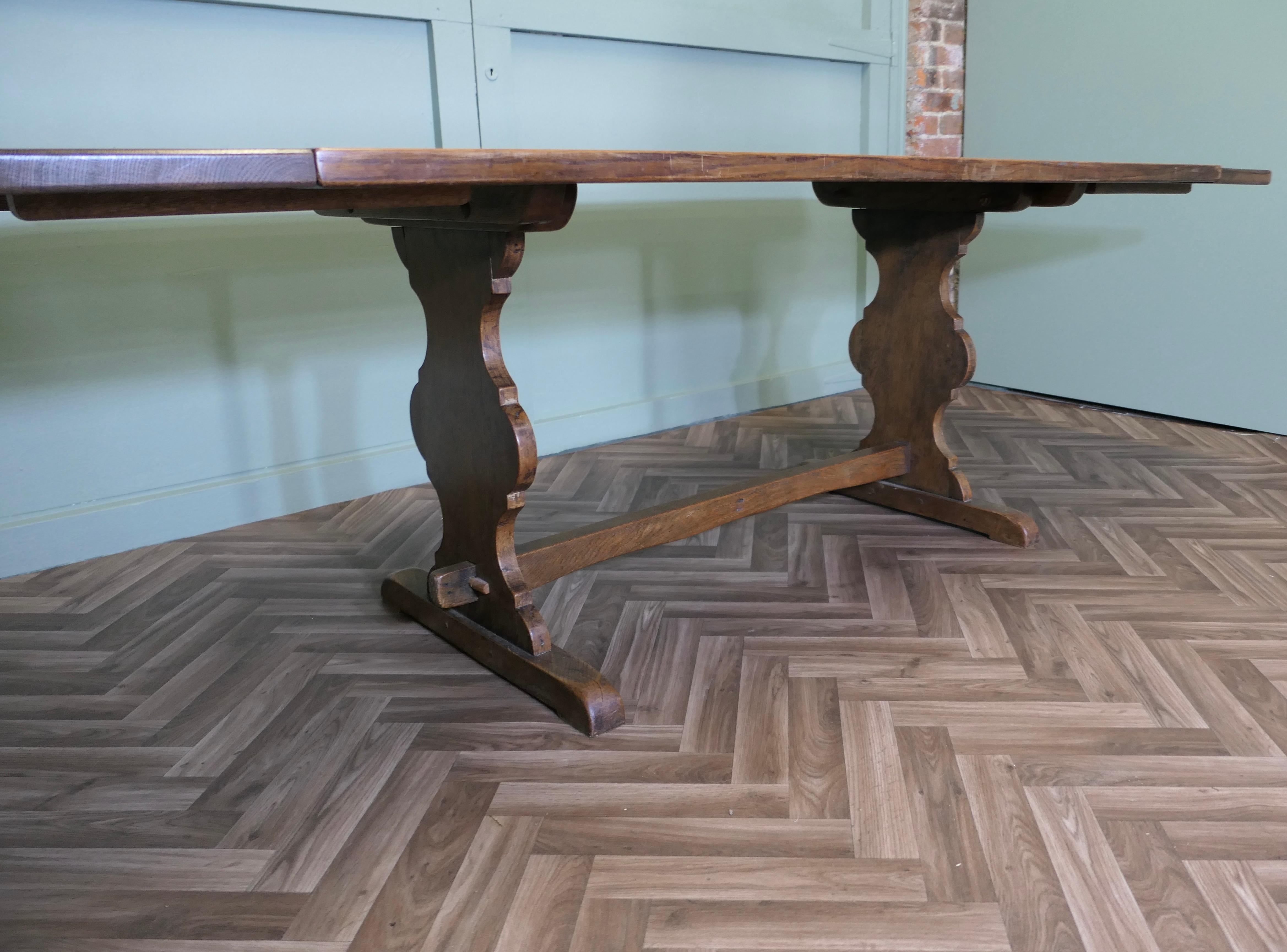 Mid Century Golden Oak Extending Refectory Table For Sale 4