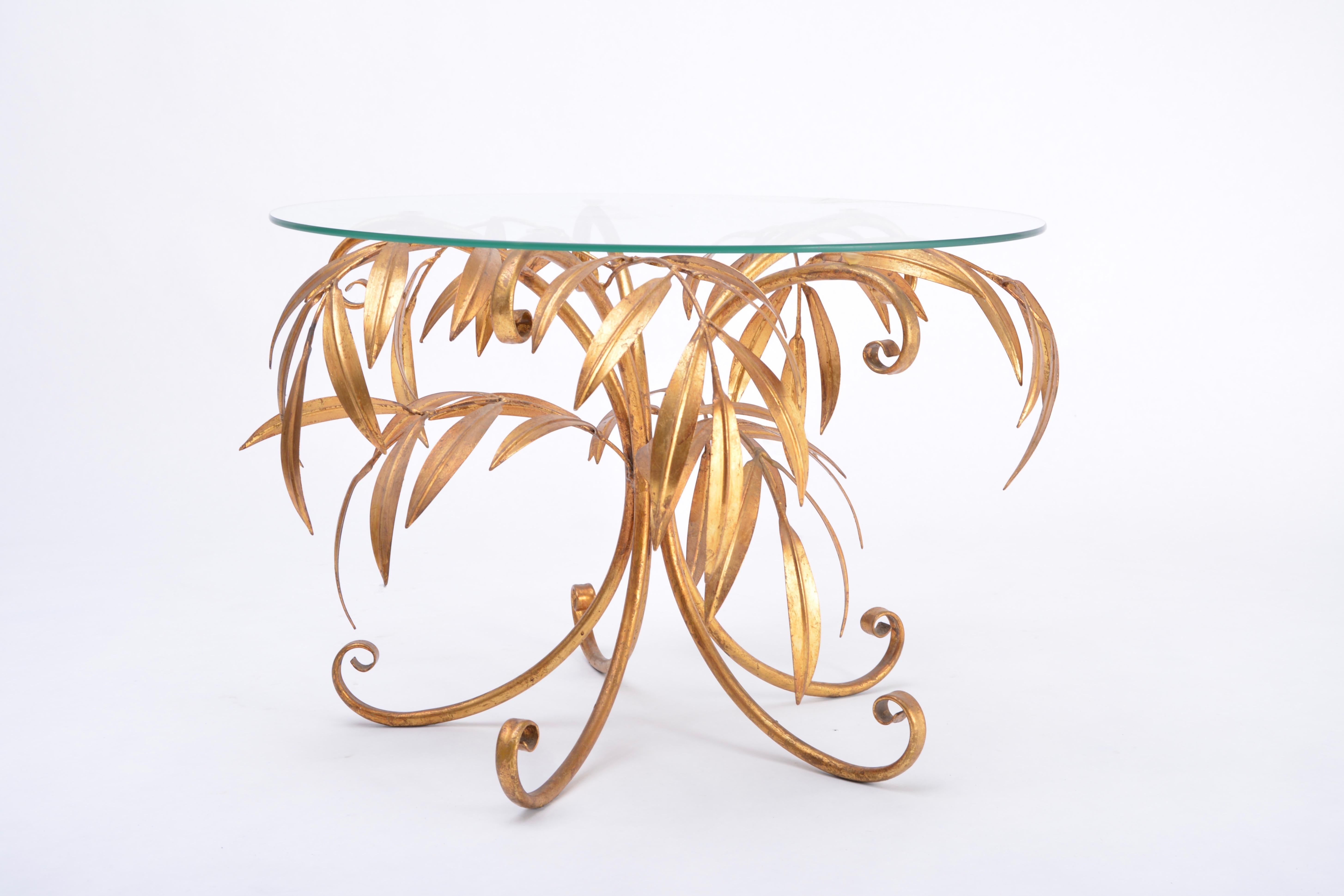 Hollywood Regency Mid-Century Modern golden palm tree side table by Hans Kögl
