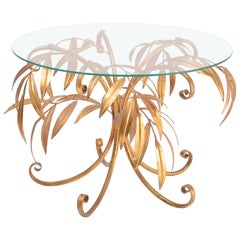 Mid-Century Modern golden palm tree side table by Hans Kögl