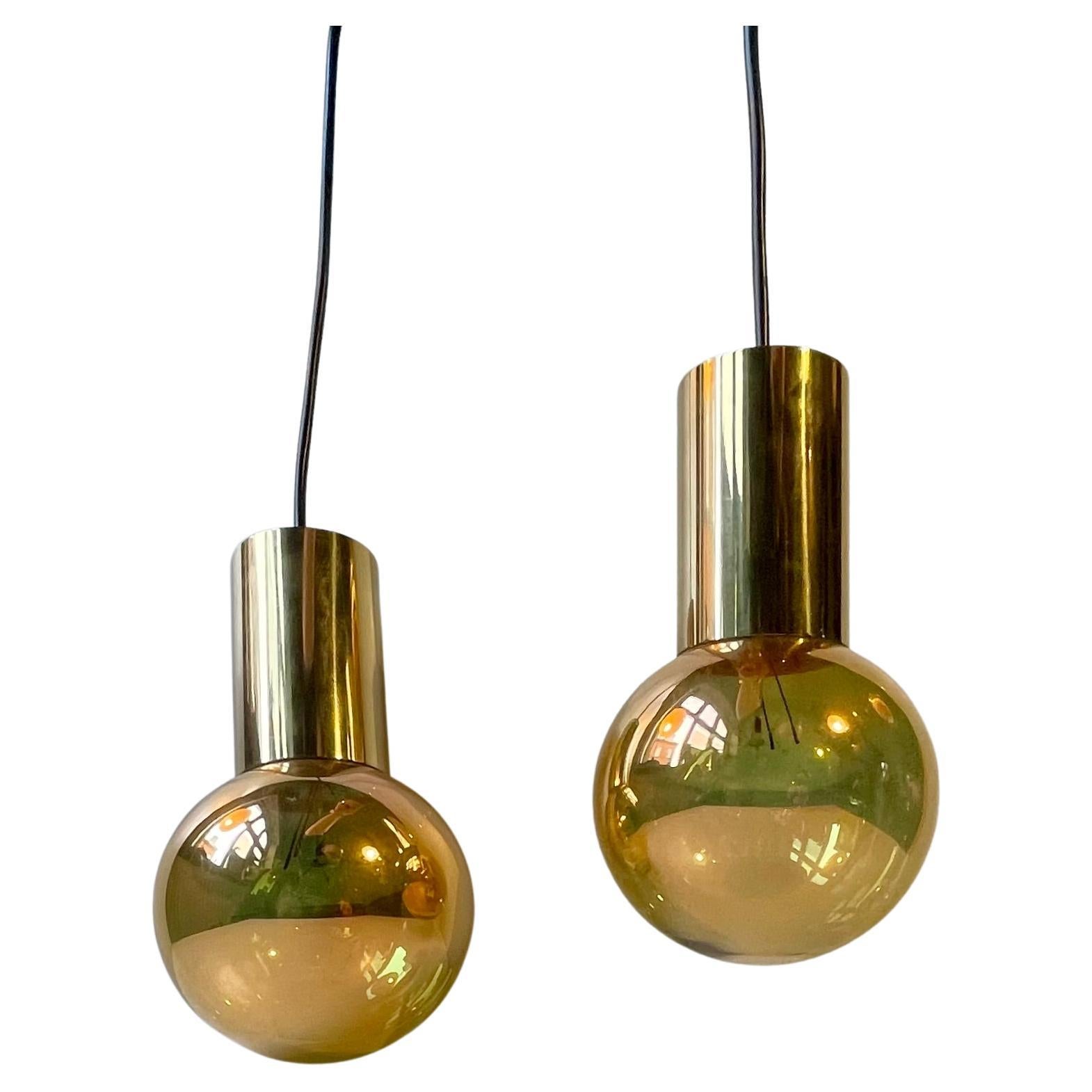 Golden Spy Ball Pendelleuchten aus der Mitte des Jahrhunderts, Messing von Frimann, 1960er Jahre