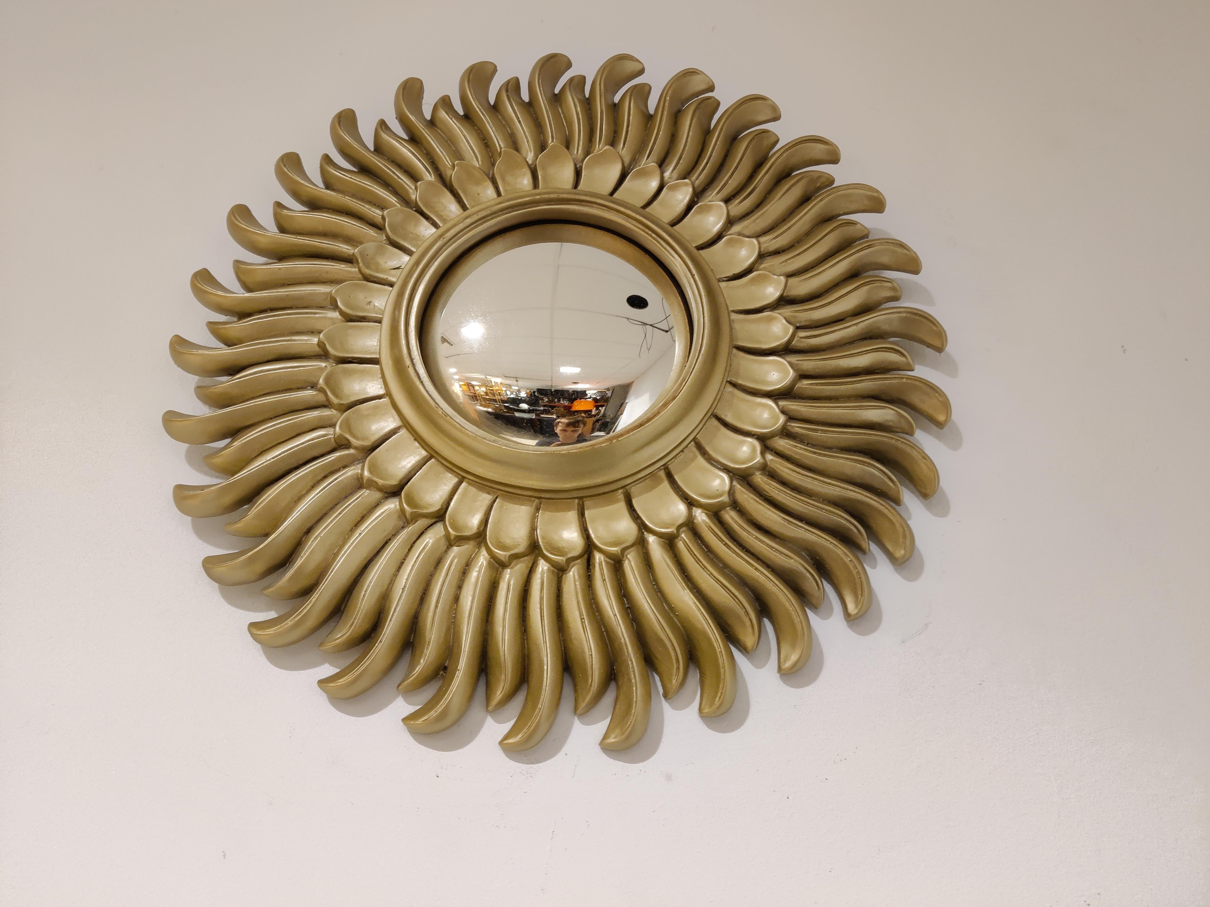 Belgian Mid Century Golden Sunburst Mirror, 1960s