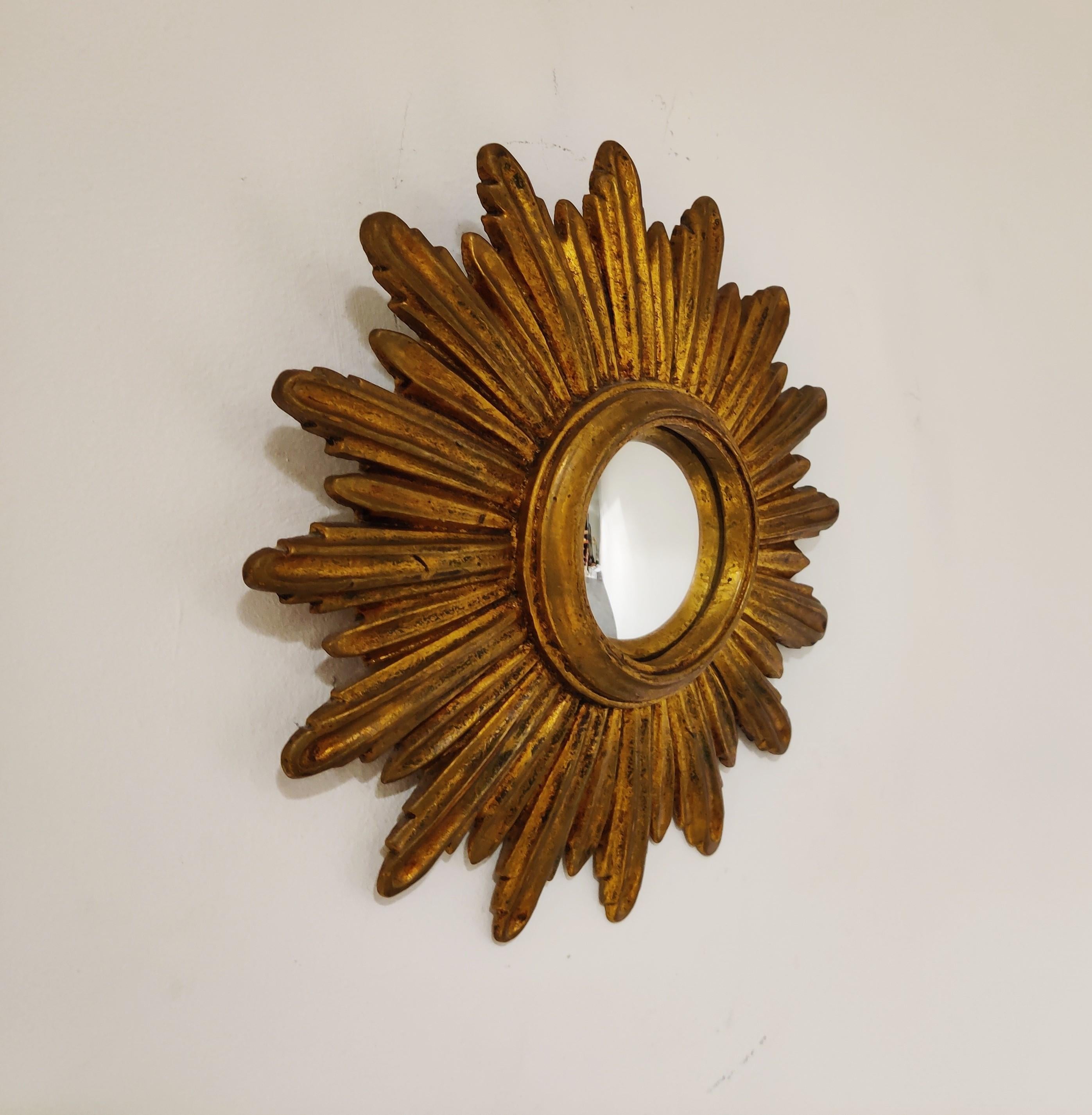 Mid-20th Century Midcentury Golden Sunburst Mirror, 1960s