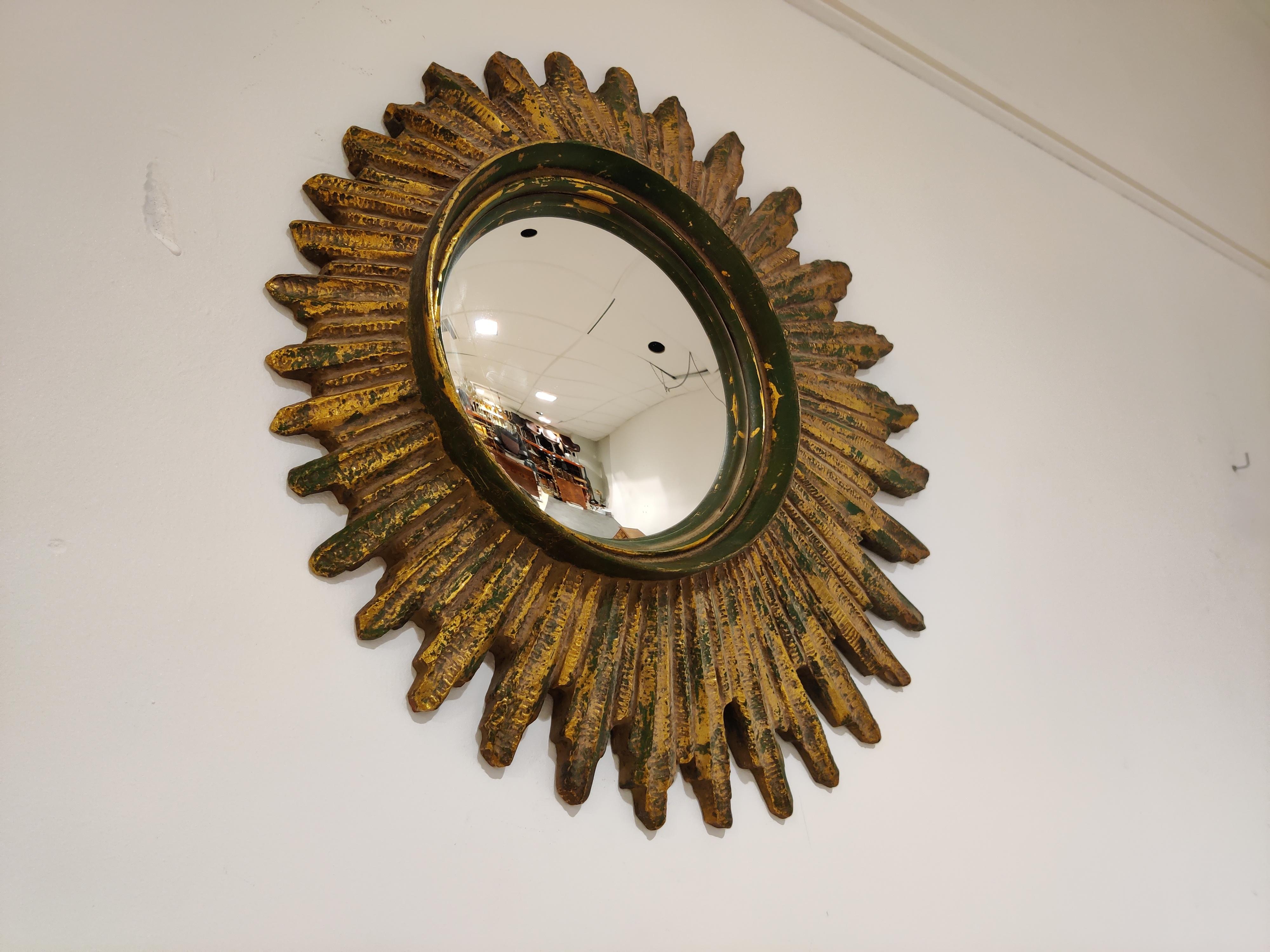 Midcentury Golden Sunburst Mirror, 1960s 1