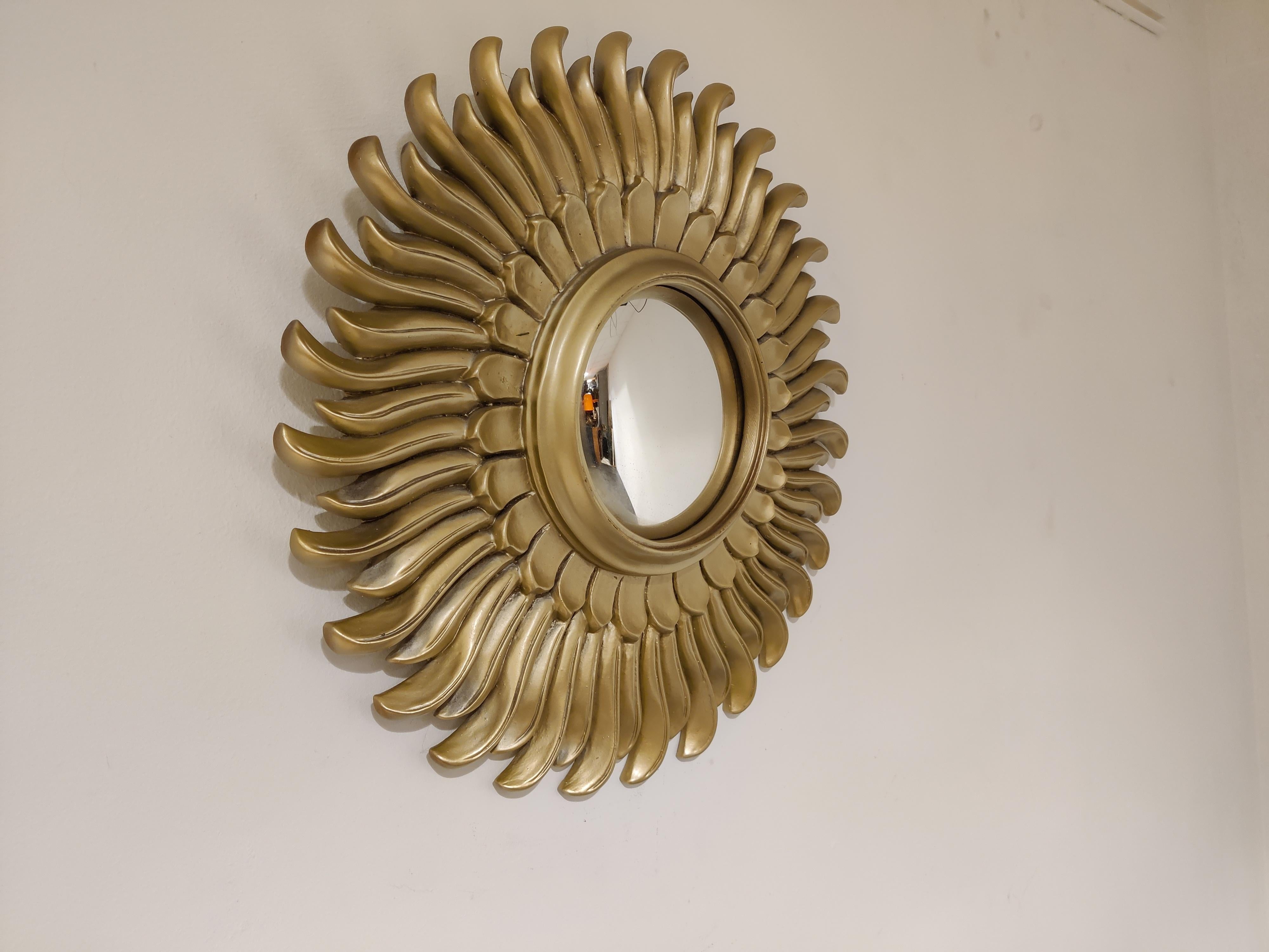 Mid Century Golden Sunburst Mirror, 1960s 1