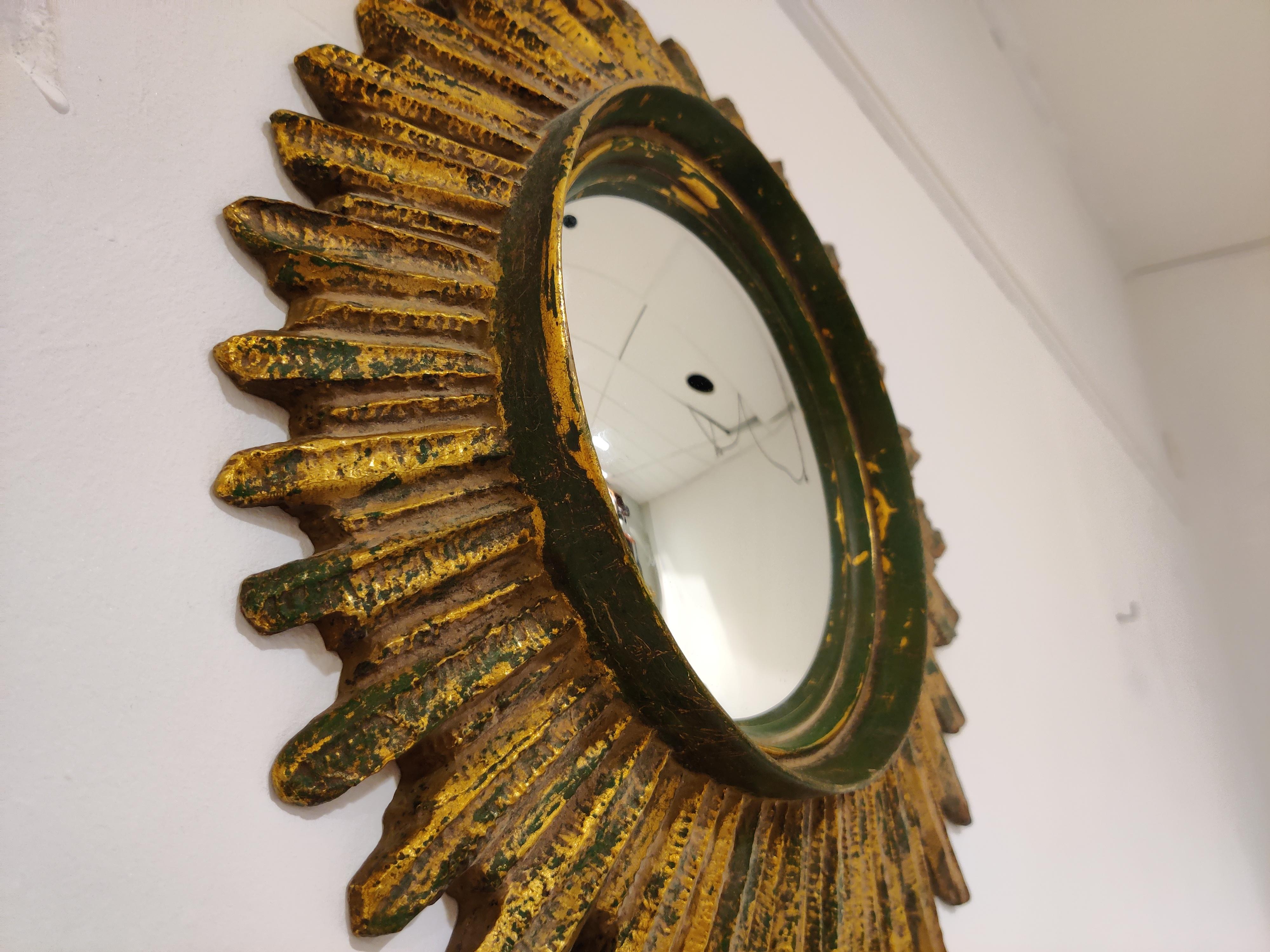 Midcentury Golden Sunburst Mirror, 1960s 2
