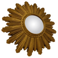 Mid Century Golden Sunburst Mirror, 1960s