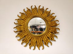 Miroir Mid Century Golden Sunburst