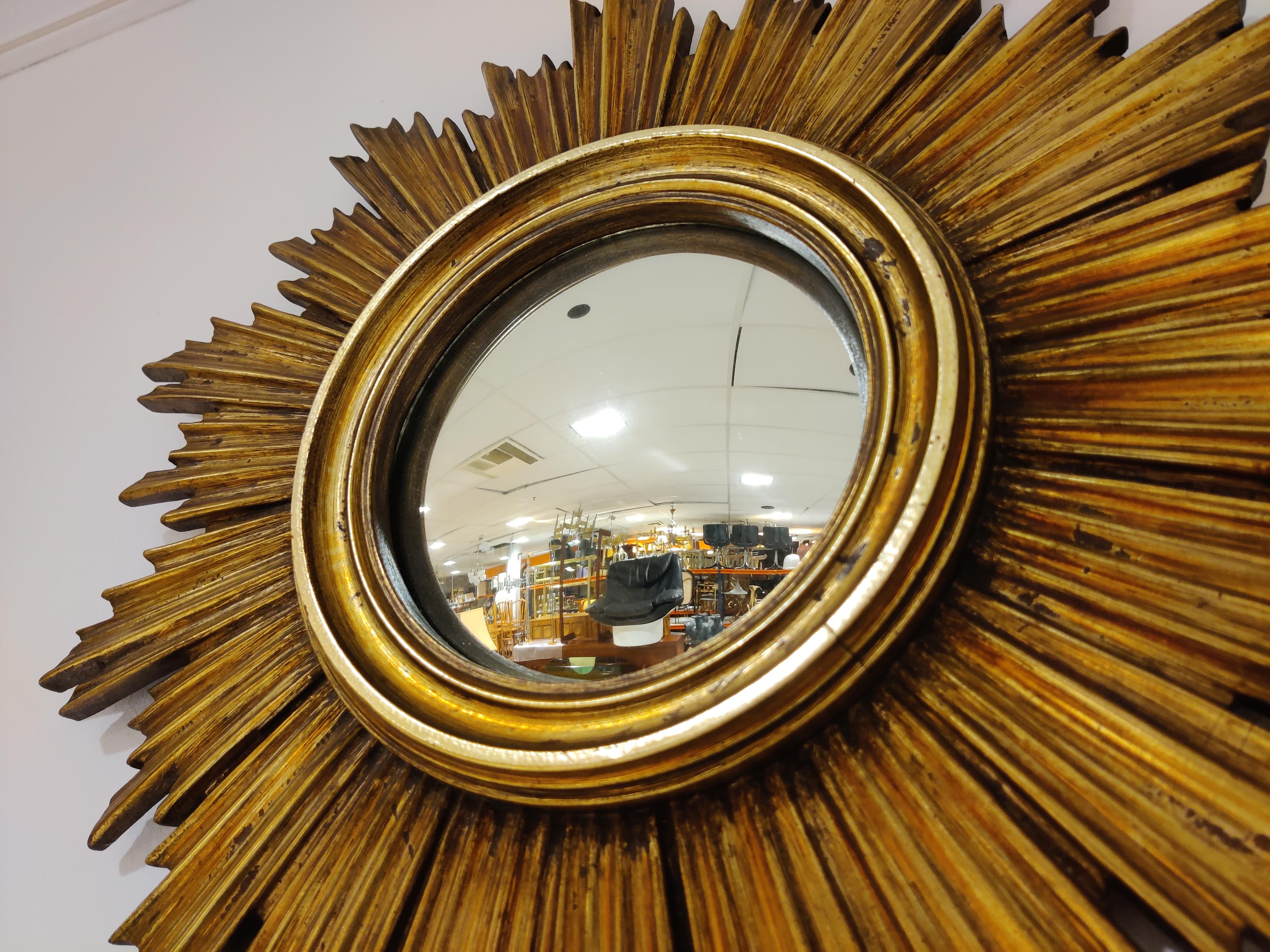 Mid Century Golden Sunburst Mirror 1