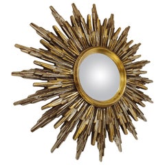 Midcentury Golden Sunburst Mirror