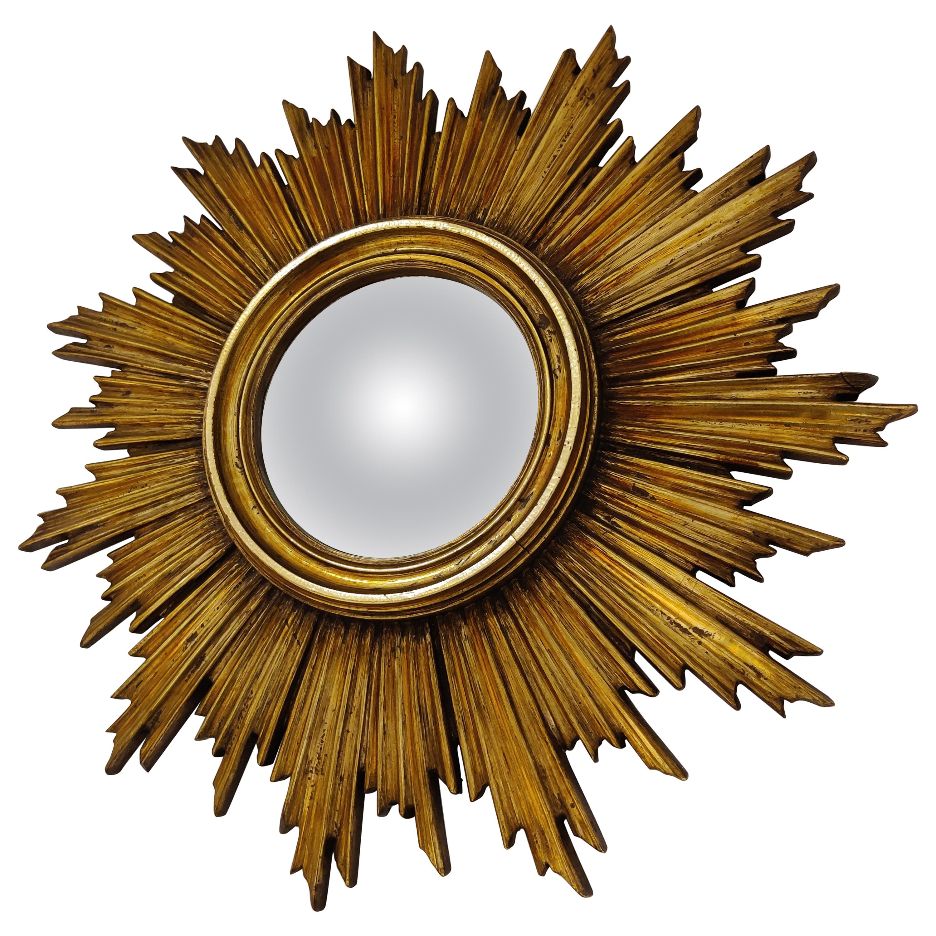 Mid Century Golden Sunburst Mirror