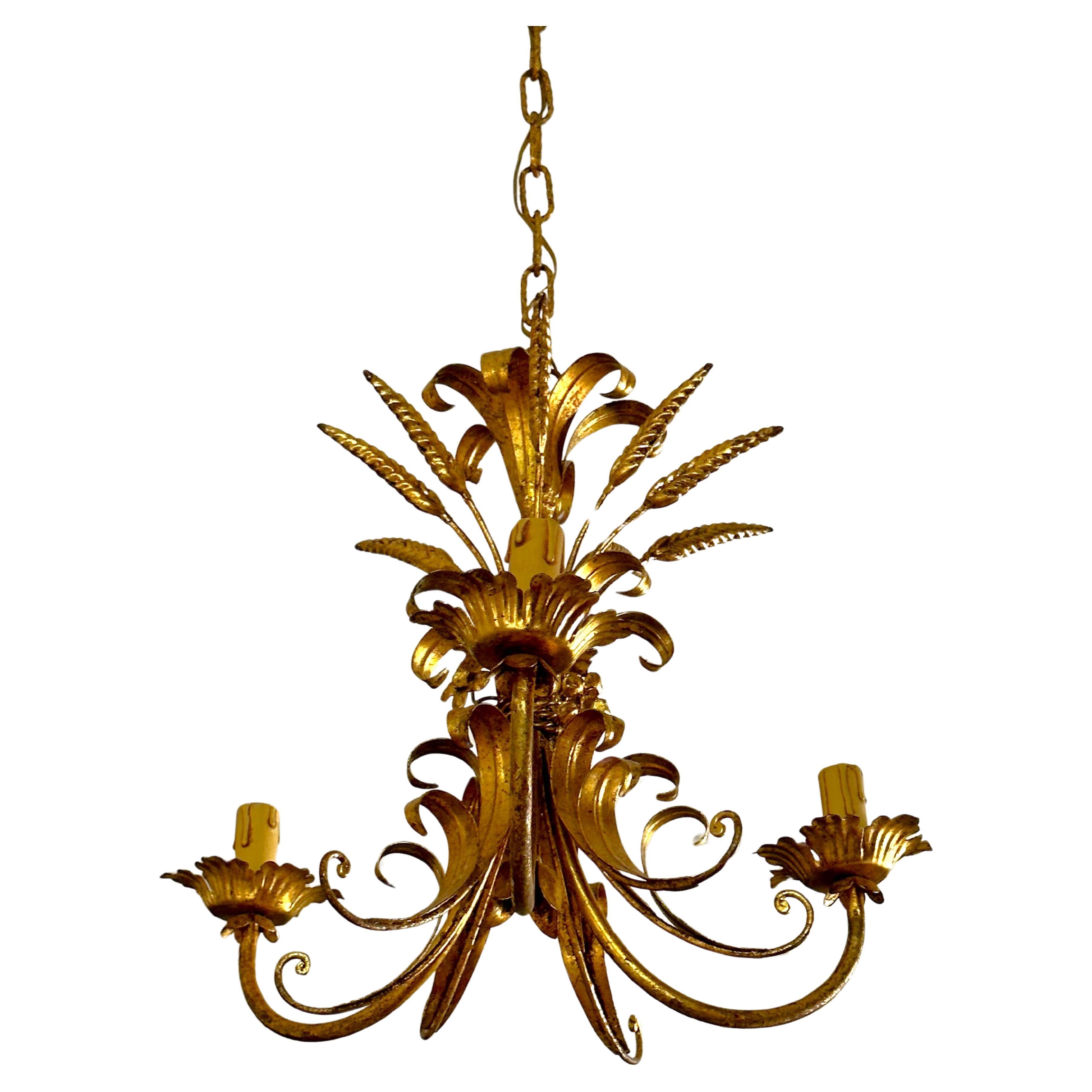 Mid Century Golden Wheat Sheaf Chandelier by Hans Kögl, Germany, 1960s