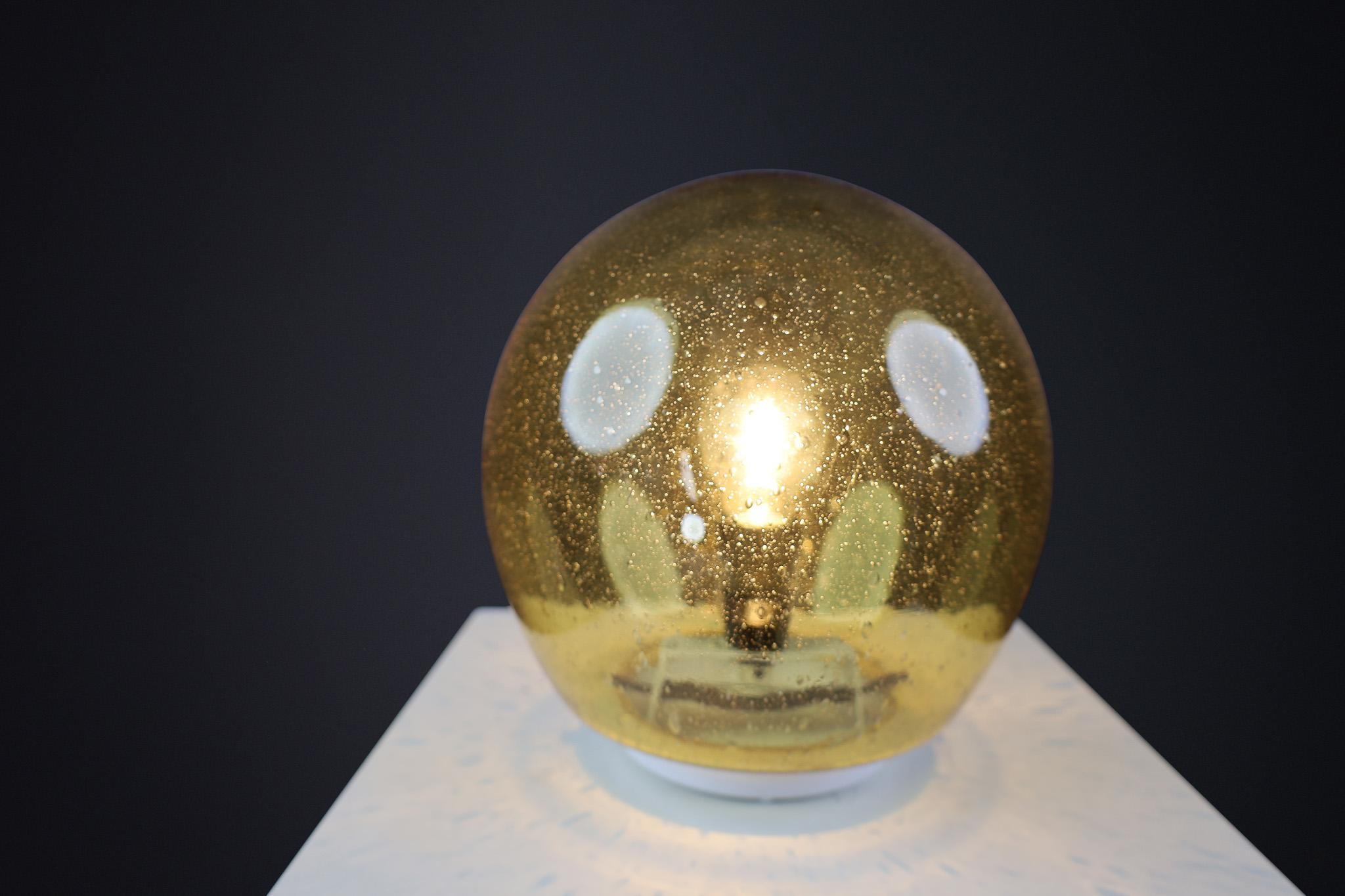 Mid-Century Golden/Yellow Murano Glass Table Lamp, Italy 1970s For Sale 1