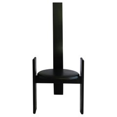 Midcentury Golem Chair by Vico Magistretti 1970s Black Leather Laquered Wood 