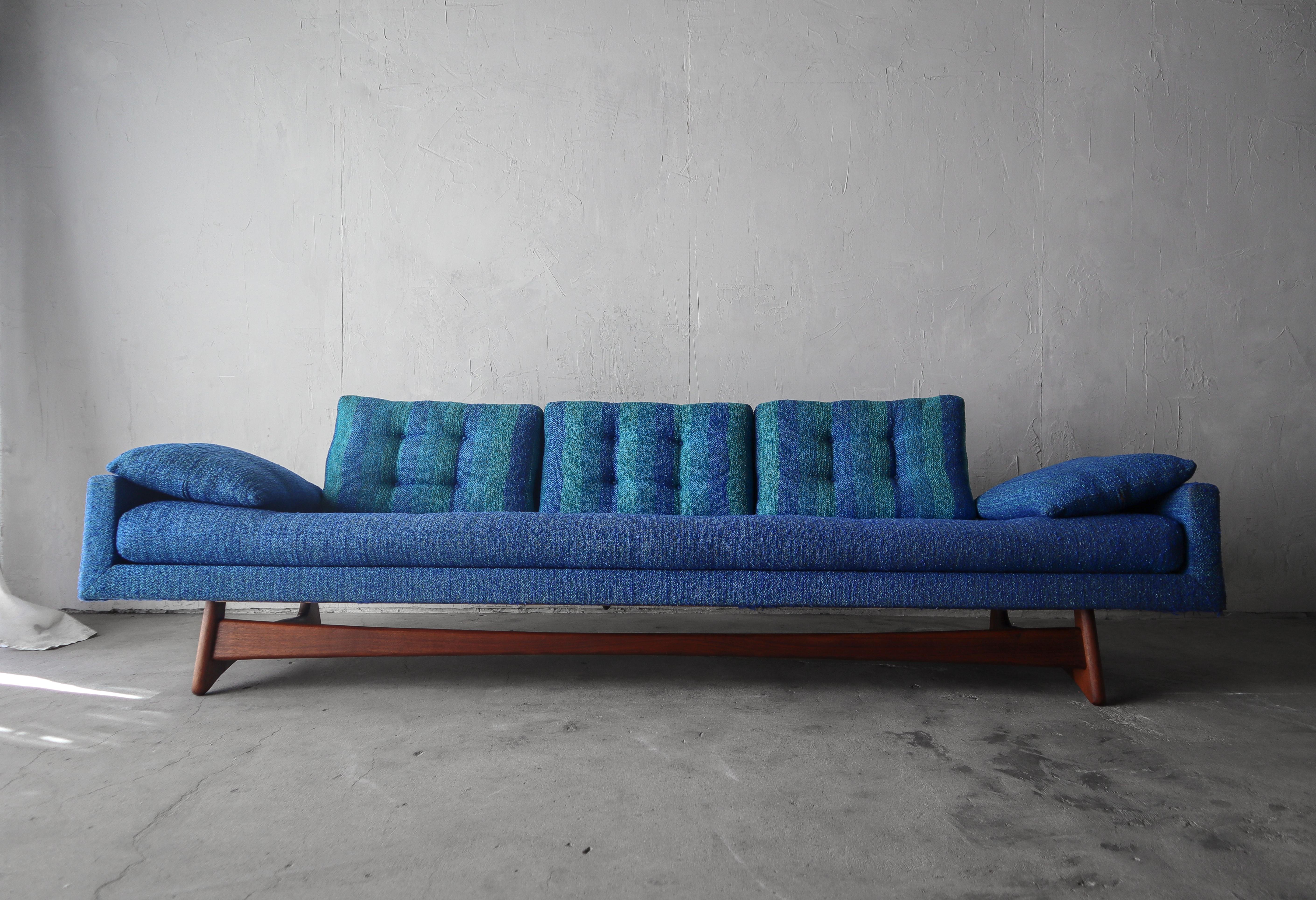 This is an all original Mid Century gondola sofa by Adrian Pearsall for Craft Associates. Model 2408.  The super clean lines and beautiful sculpted walnut base, make this one of Pearsall's best designs. 

Matching chair also available in a separate