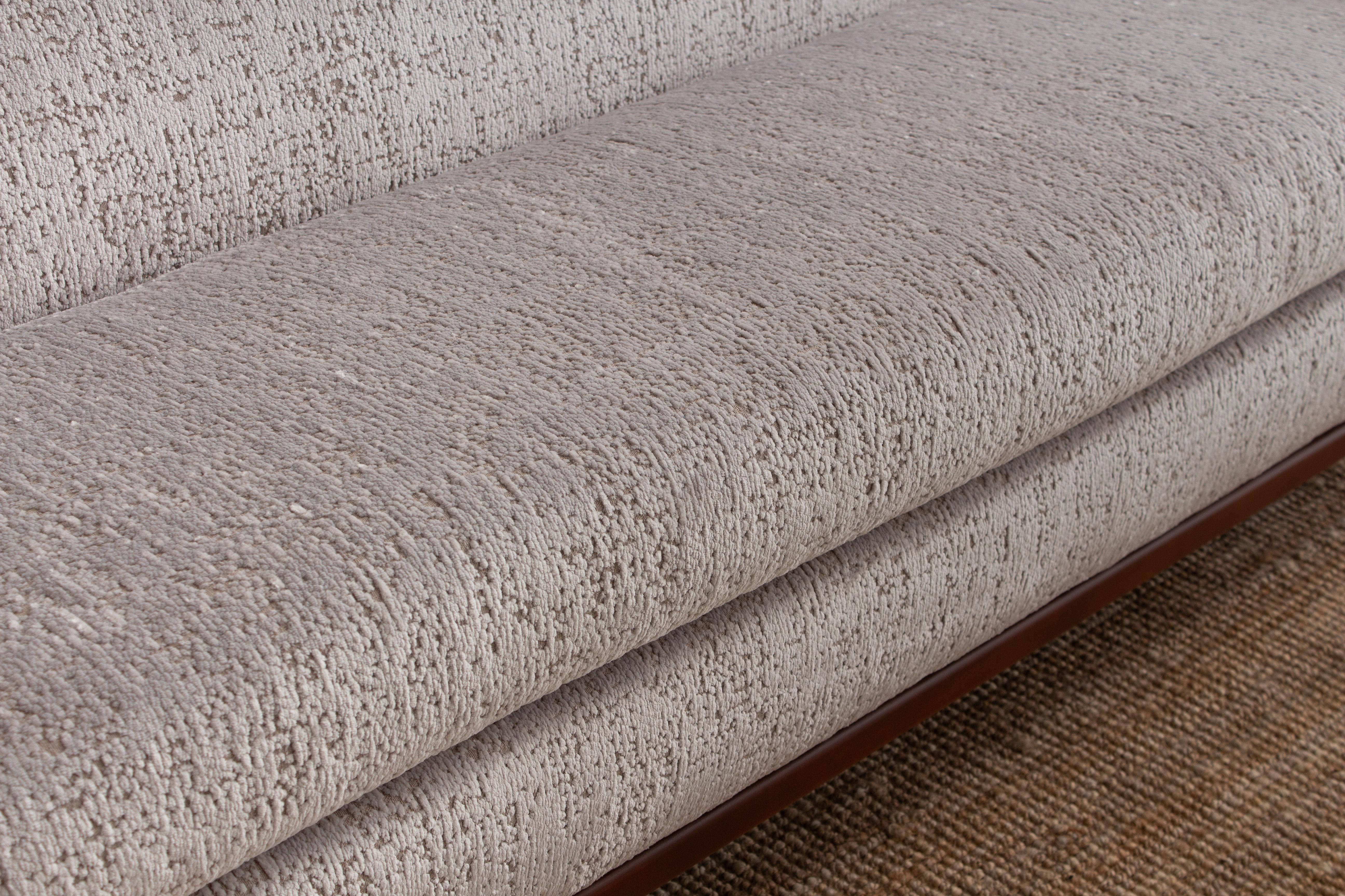 Mid Century Gondola Sofa in Textured Chenille For Sale 5