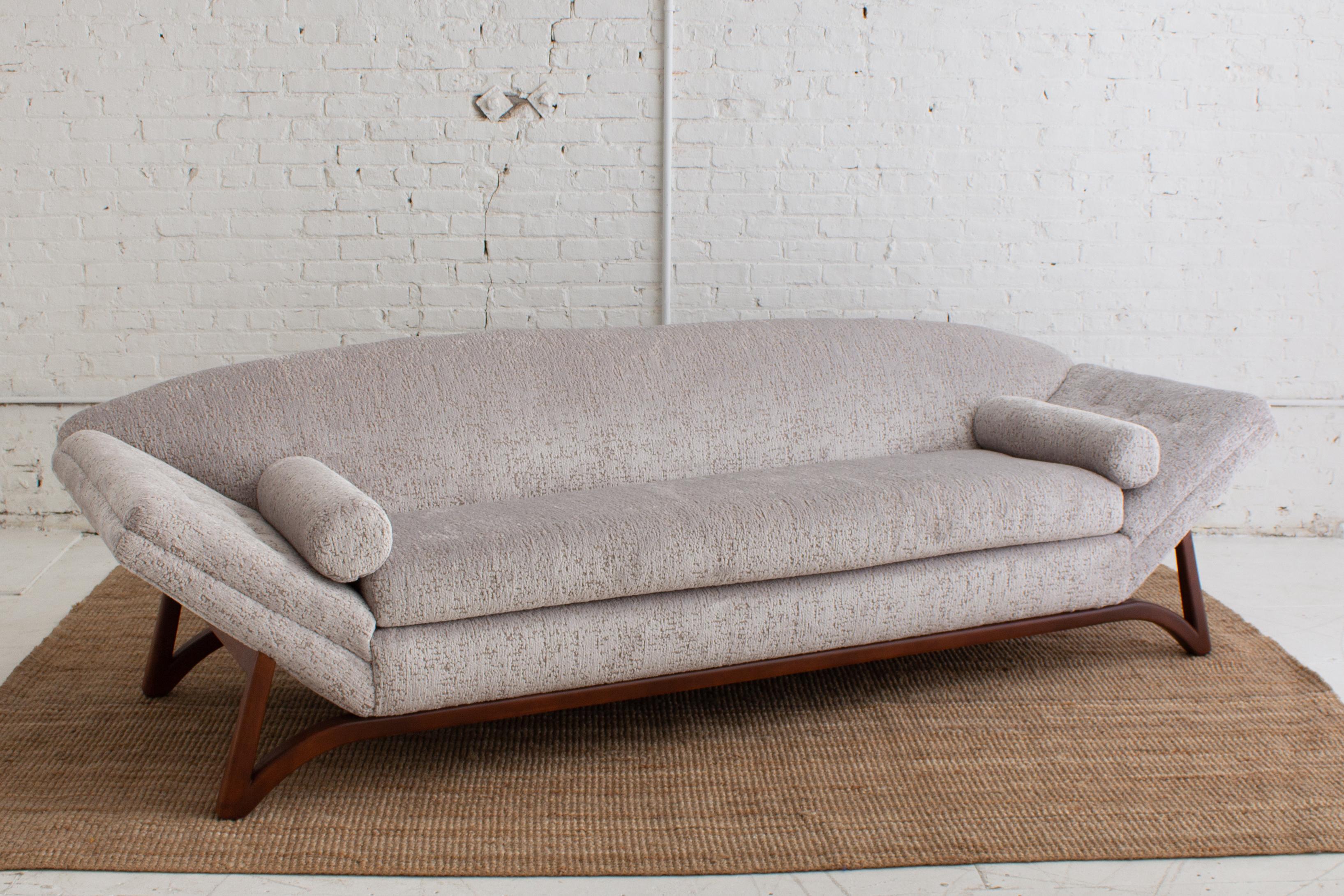 Space Age Mid Century Gondola Sofa in Textured Chenille For Sale