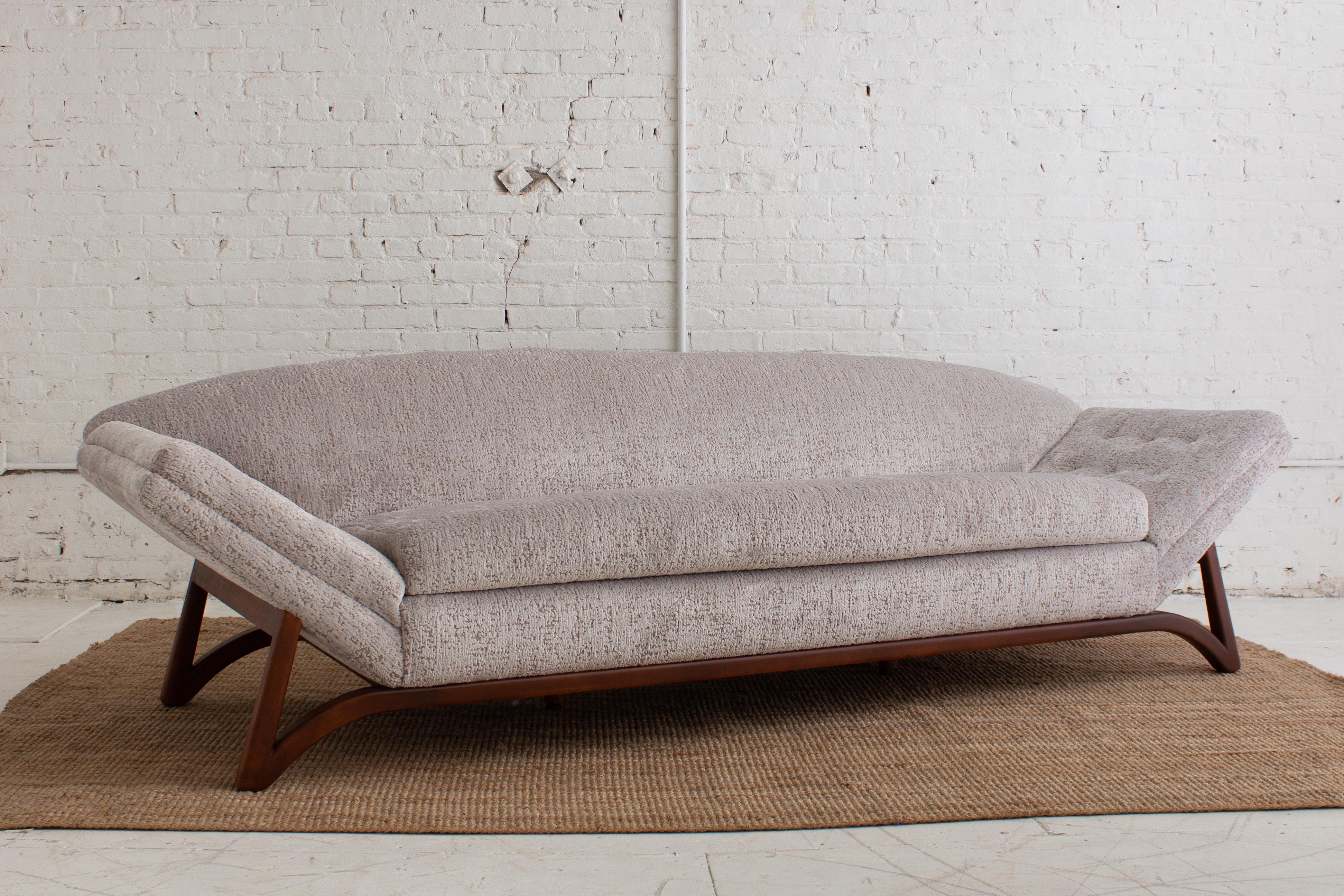 Fabric Mid Century Gondola Sofa in Textured Chenille For Sale