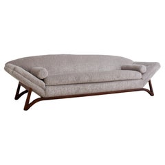 Retro Mid Century Gondola Sofa in Textured Chenille