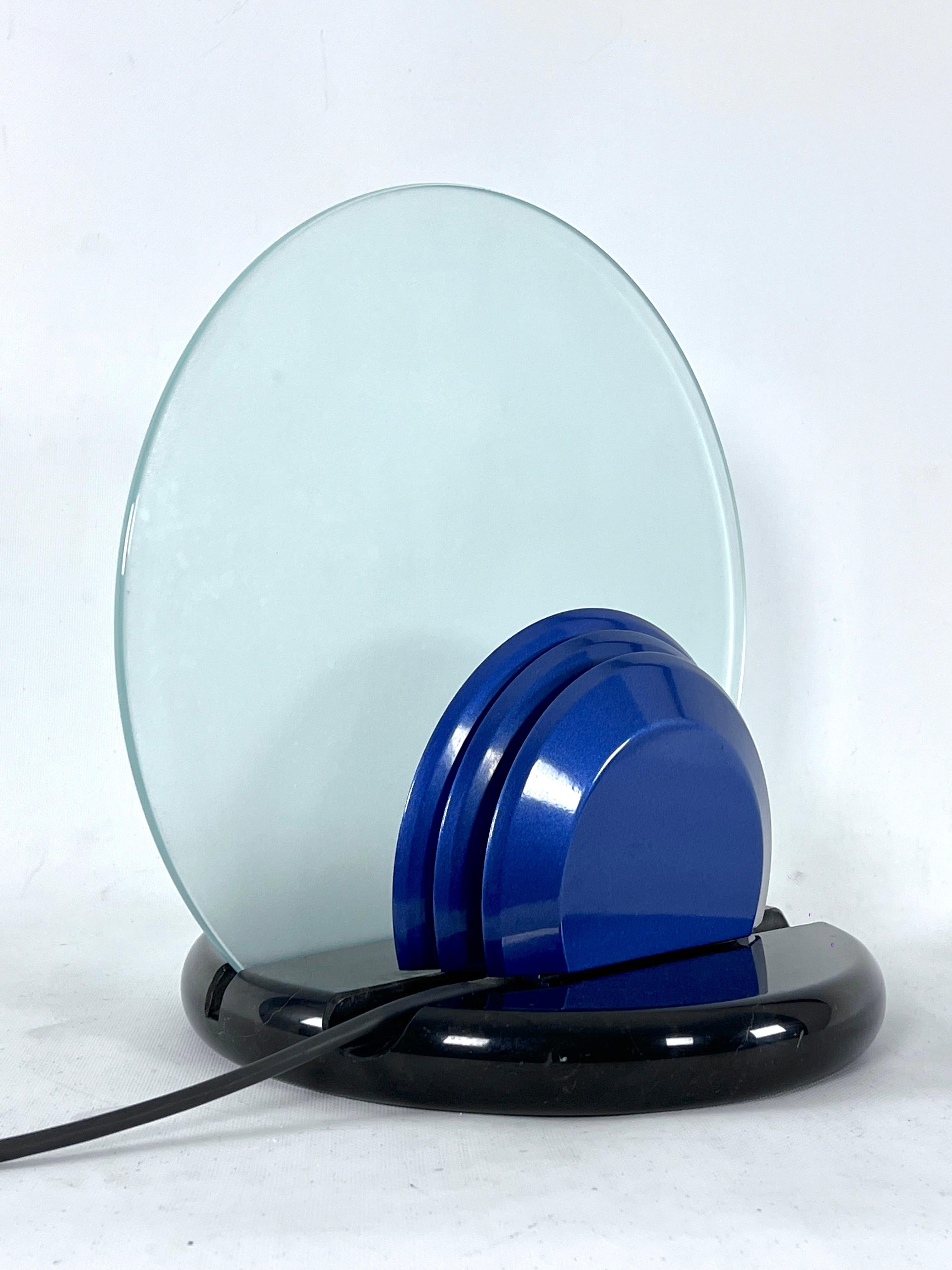 Midcentury Gong Table Lamp in Marble and Glass by Bruno Gecchelin for Skipper.  For Sale 1