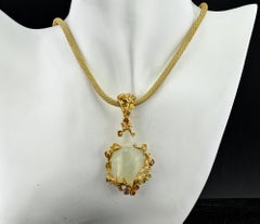 Mid century Good Luck Turtle Flower Necklace 18 KT