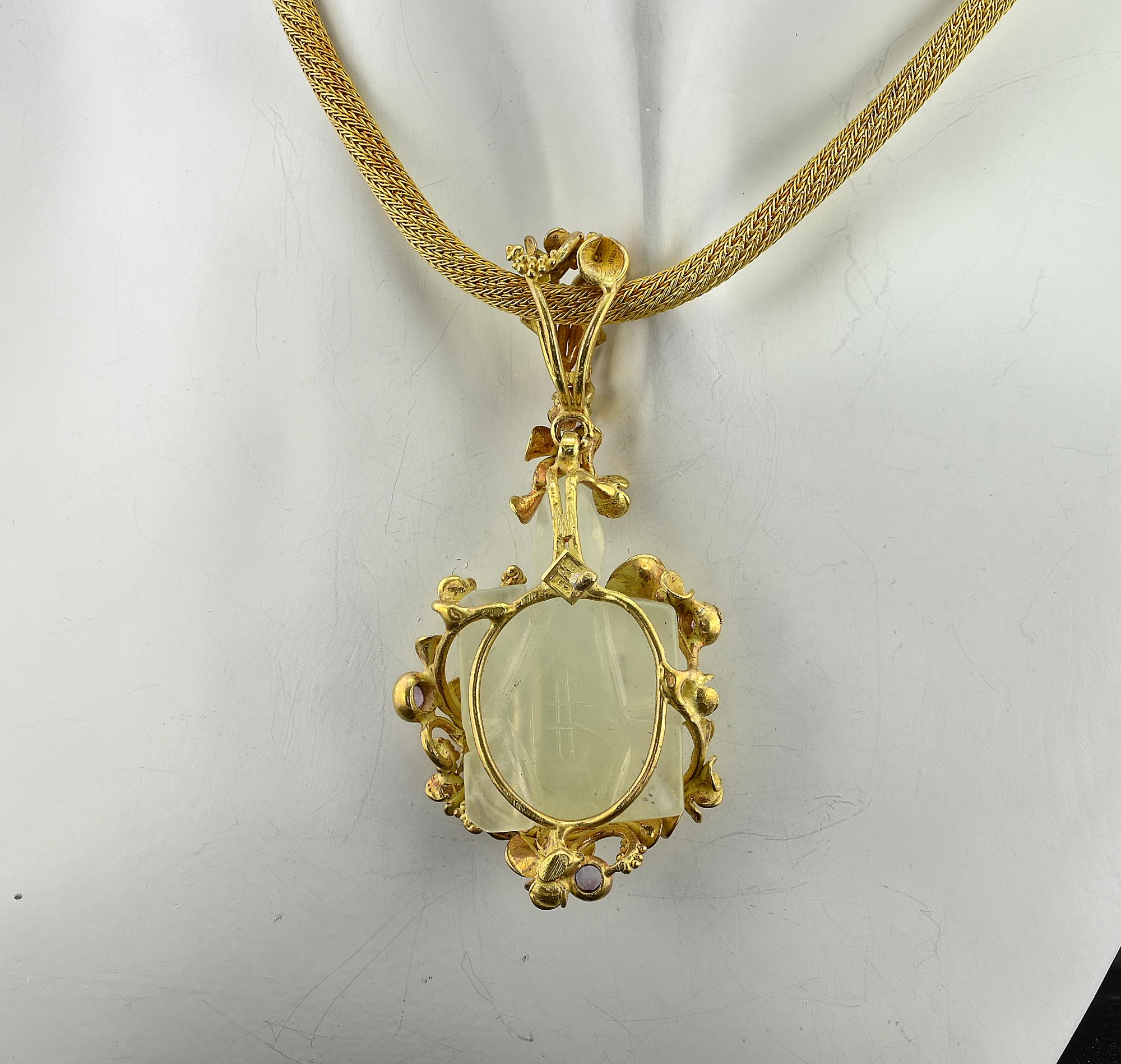 Mid century Good Luck Turtle Flower Necklace 18 KT In Good Condition For Sale In Napoli, IT
