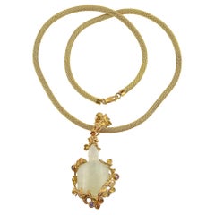 Collier à fleurs de tortue Good Luck du milieu du siècle 18 KT