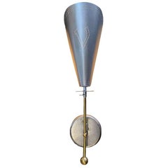 Mid-century Googie Modern Brushed Aluminum Torchiere Wall Sconce, 4 Available